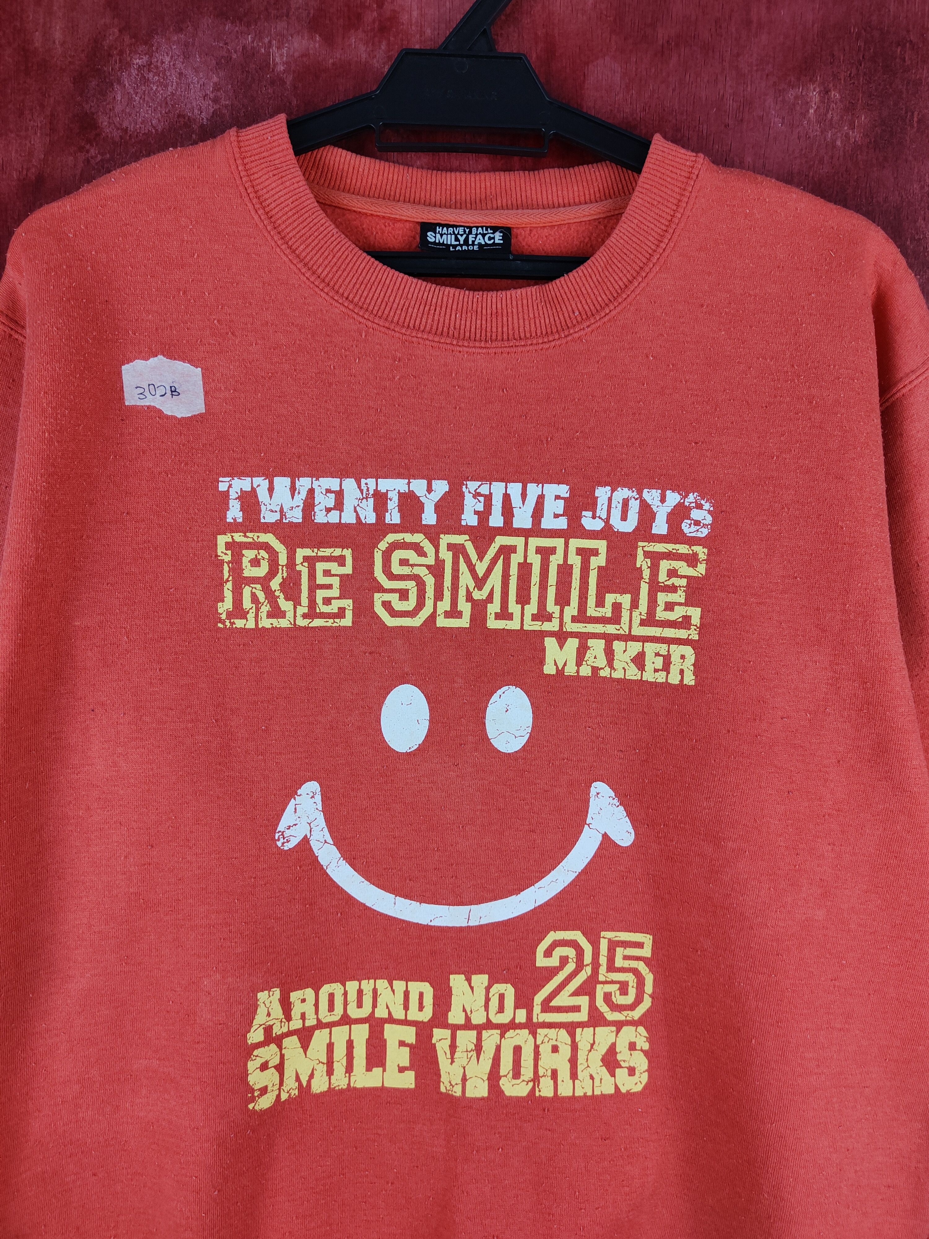 Japanese Brand Harvey Ball-Smiley Face Orange Sweatshirt #302B Size L / US 10 / IT 46 - 2 Thumbnail