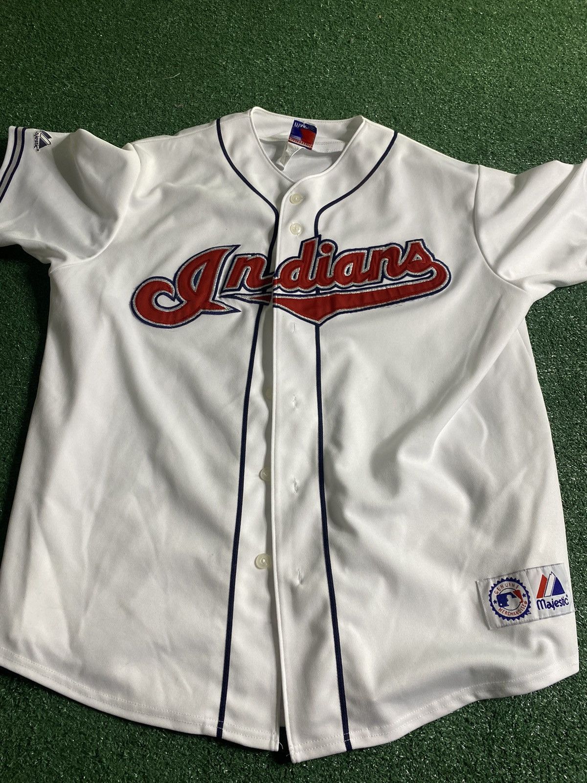 Cleveland Indians Vintage Jersey Size Large White Red MLB
