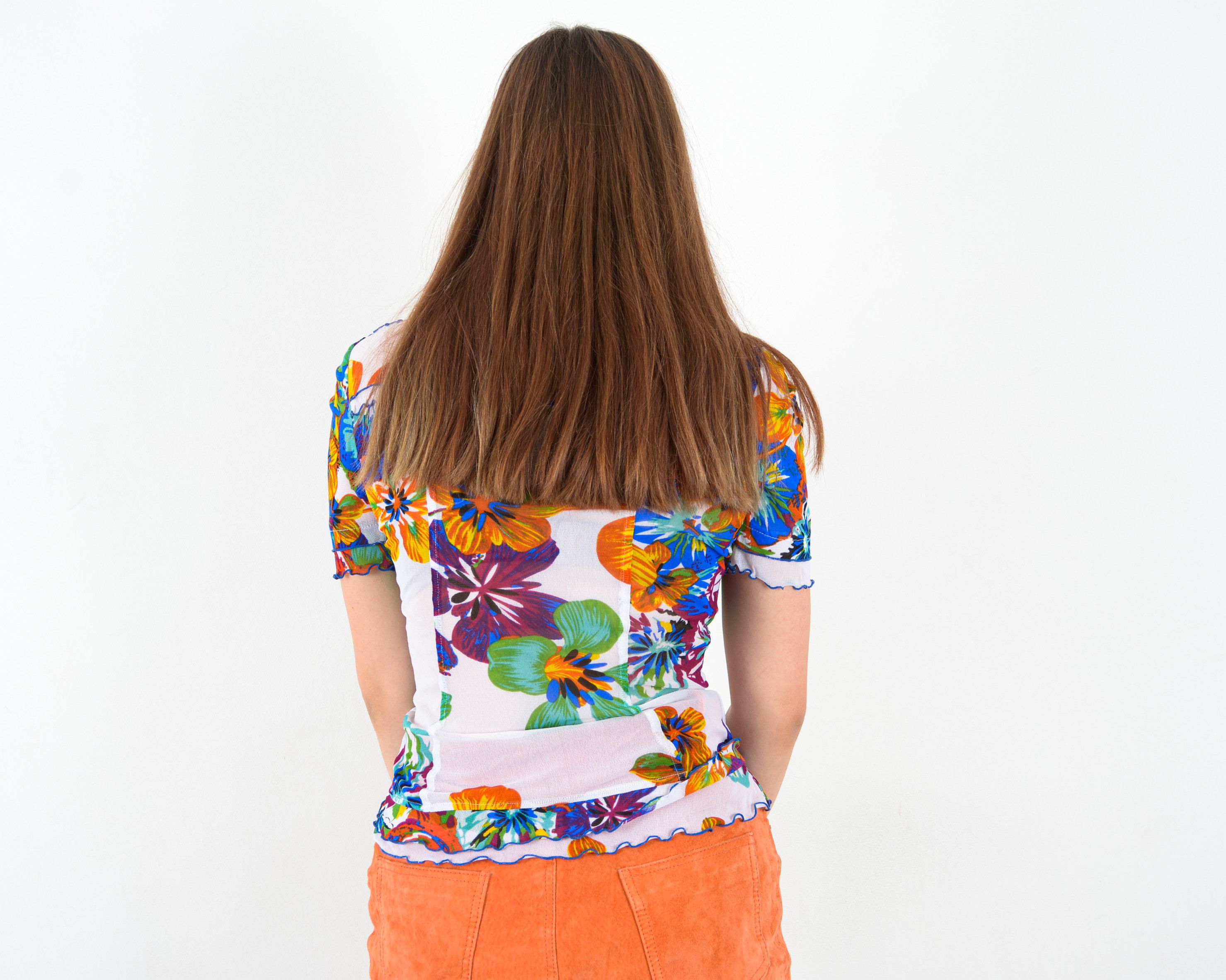 Vintage Women's S Funky Floral Pattern Blouse Shirt Top Sheer Light Size S / US 4 / IT 40 - 3 Thumbnail