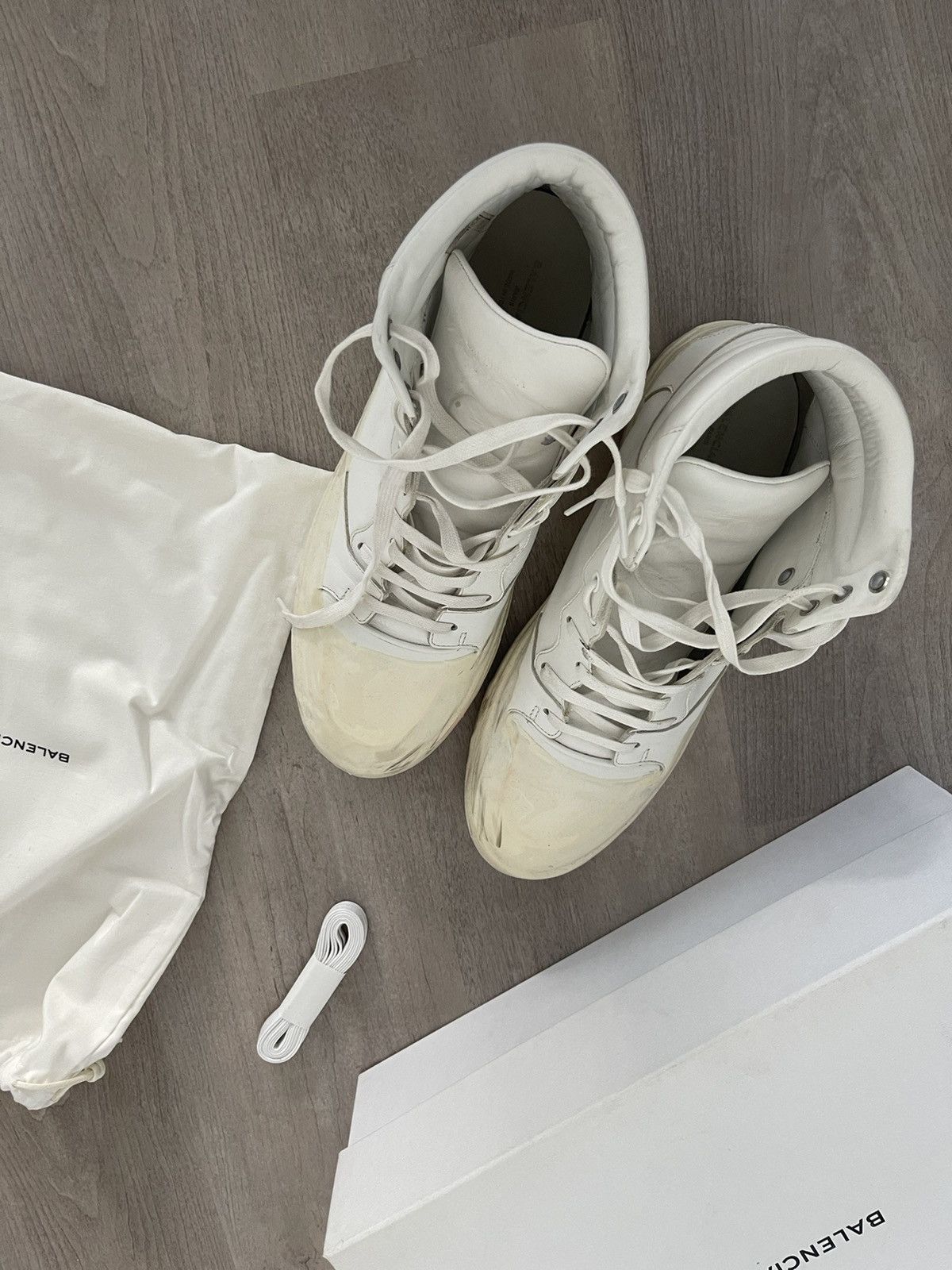 Balenciaga Balenciaga White Dipped High Top Sneakers Size US 10 / EU 43 - 1 Thumbnail