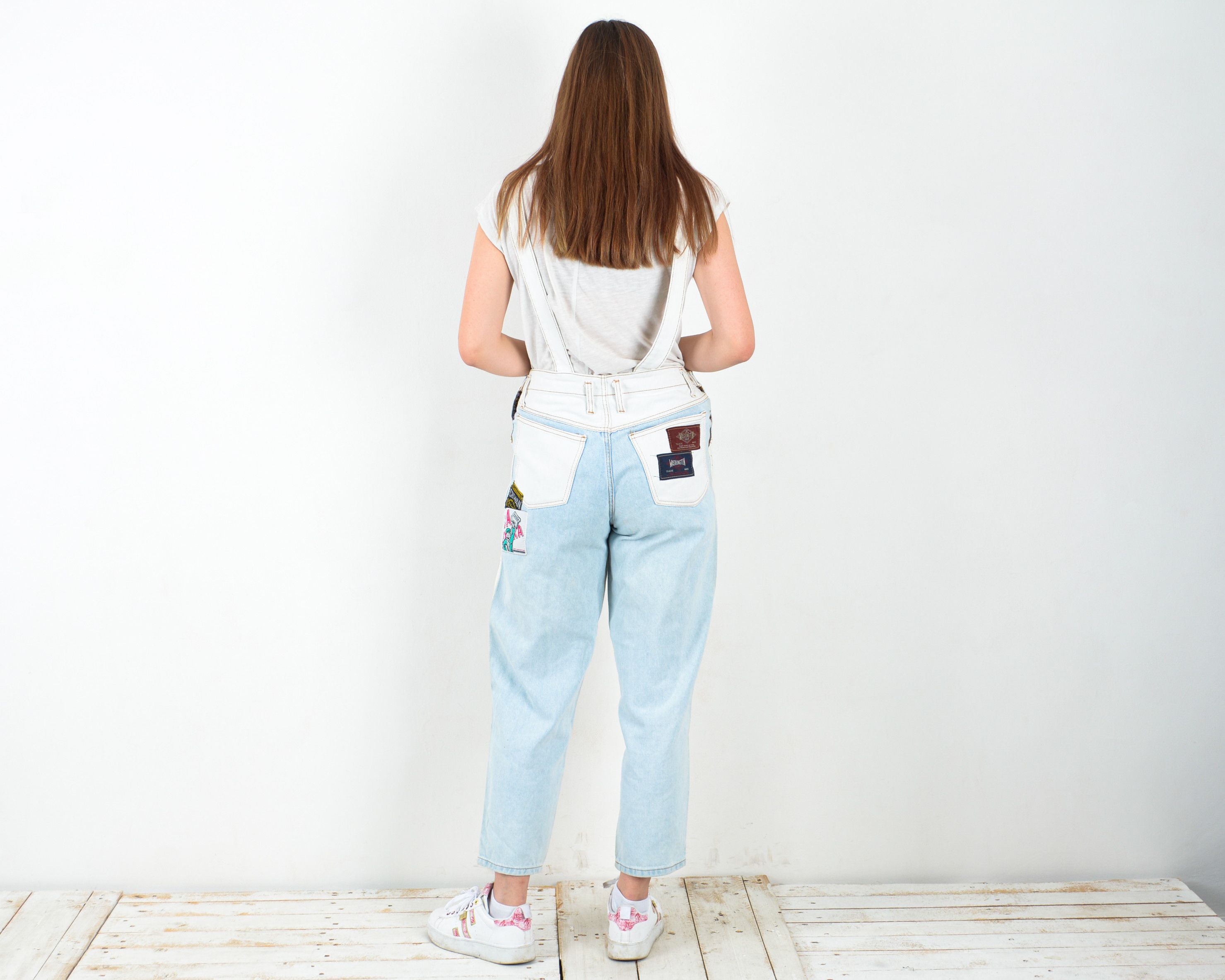 Vintage Vintage Women's S Jean Overall Denim Dungaree Italy Patches Size 25" / US 0 / IT 36 - 3 Thumbnail