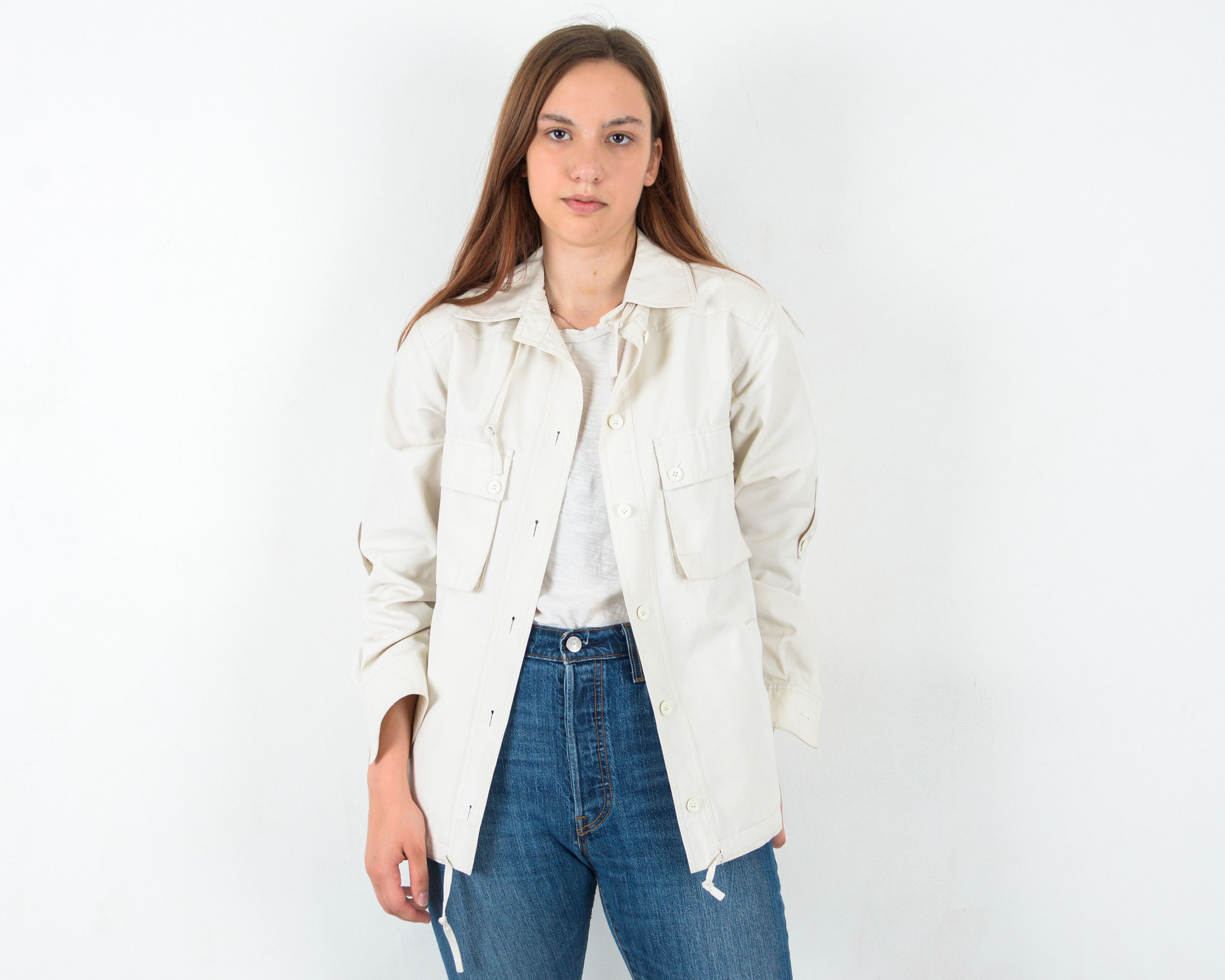 Vintage Vintage Field Jacket M Women's Coat White Windbreaker Rain Size M / US 6-8 / IT 42-44 - 2 Thumbnail