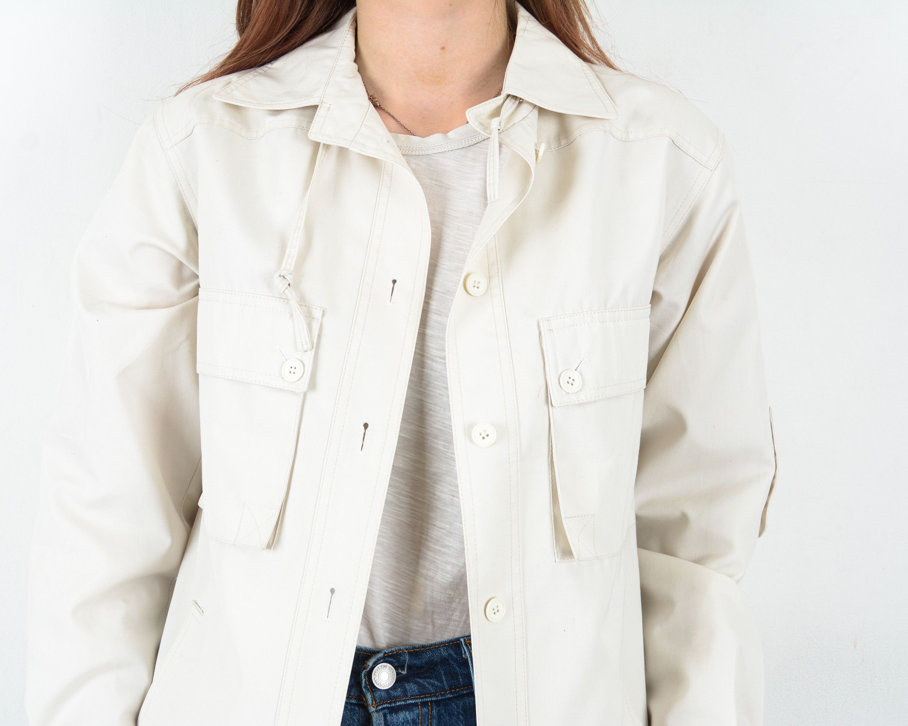 Vintage Vintage Field Jacket M Women's Coat White Windbreaker Rain Size M / US 6-8 / IT 42-44 - 5 Thumbnail