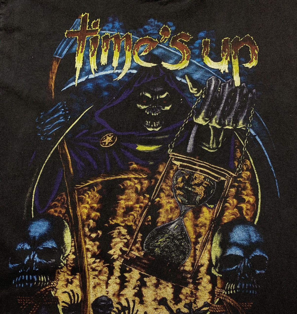 Vintage Vintage 666 Time's Up Big Graphic Print Death T-Shirt Size US L / EU 52-54 / 3 - 4 Thumbnail