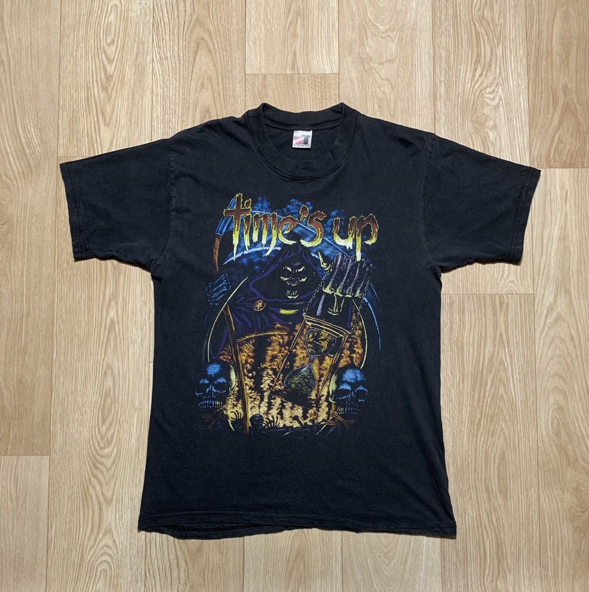 Vintage Vintage 666 Time's Up Big Graphic Print Death T-Shirt Size US L / EU 52-54 / 3 - 1 Thumbnail