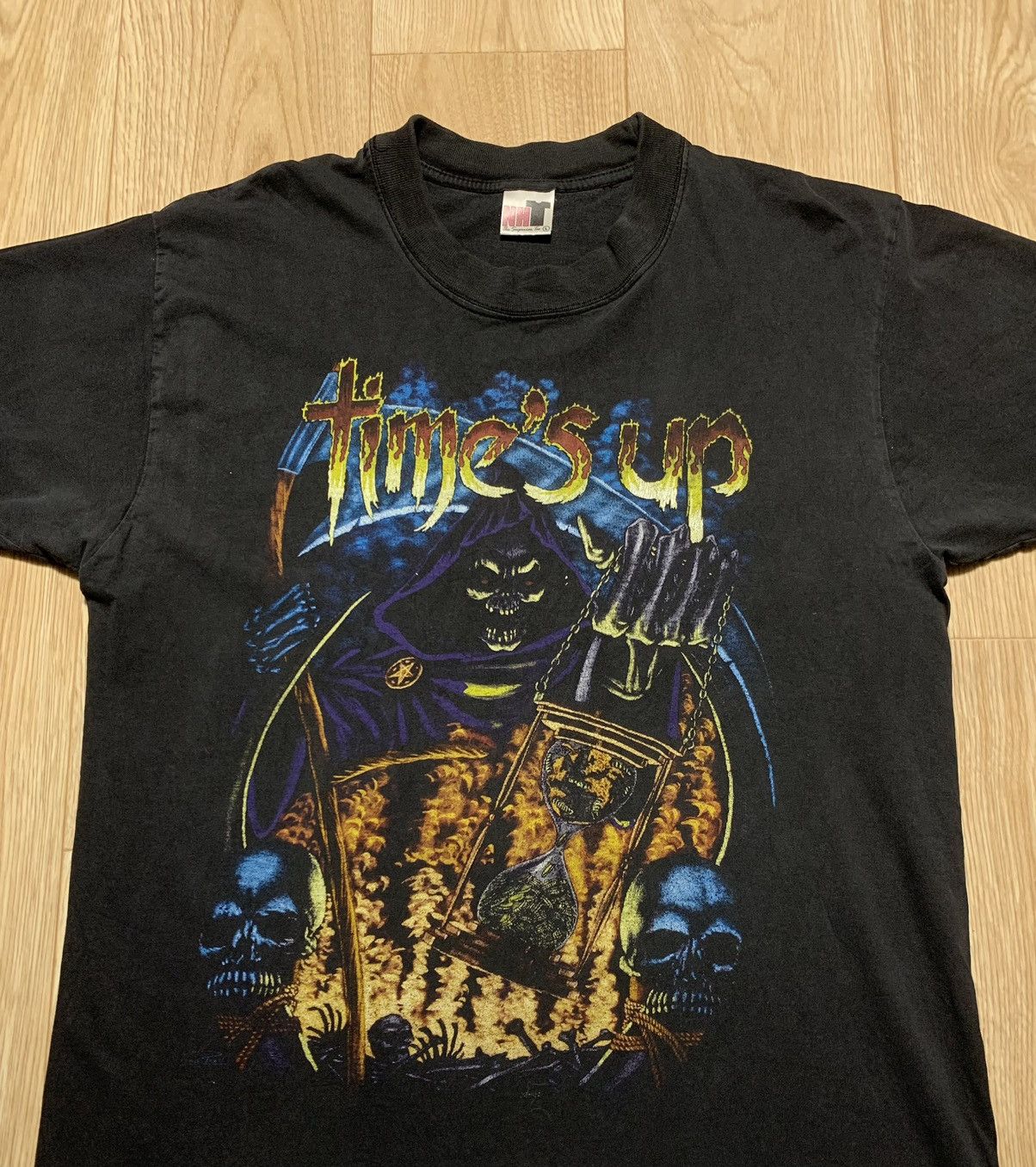 Vintage Vintage 666 Time's Up Big Graphic Print Death T-Shirt Size US L / EU 52-54 / 3 - 3 Thumbnail