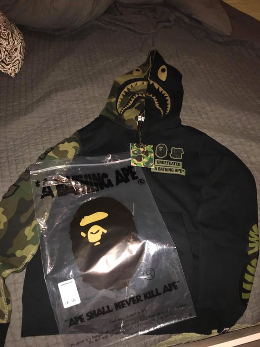 Bape BAPE X UNDFTD WOODLAND CAMO SHARK HOODIE MENS | Grailed