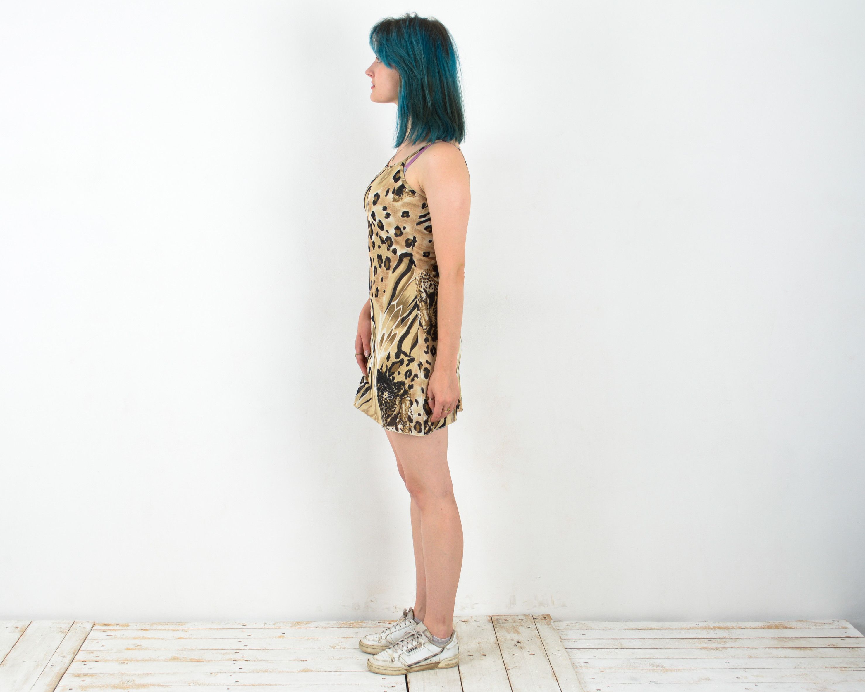 Vintage Summer Dress Sleeveless Straps Mini Short France Cheetah Size S / US 4 / IT 40 - 2 Thumbnail