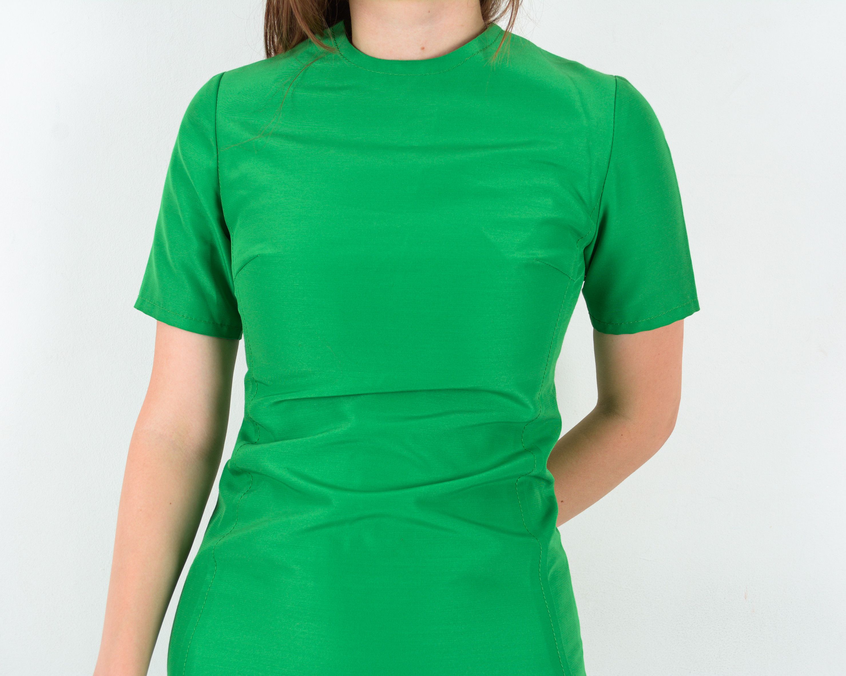 Vintage Pencil Dress Green Office Above The Knee Retro Formal Summer Size S / US 4 / IT 40 - 4 Thumbnail