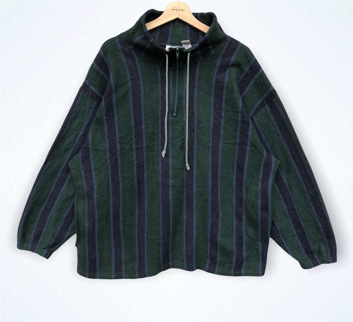Stripe Blazer Half Zipper Fleece