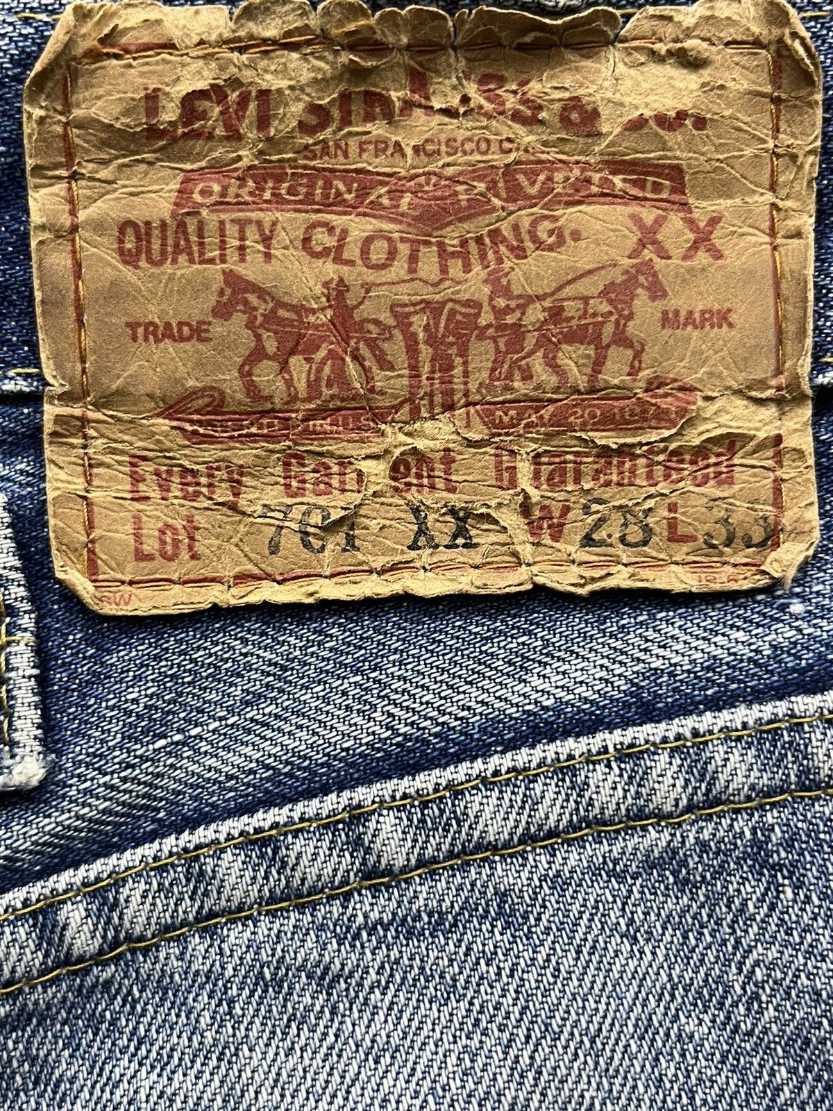 Levi's Vintage Clothing Vintage LEVI’S 701xx Big E Buckle Back Selvedge Denim Japan Size US 27 - 7 Thumbnail