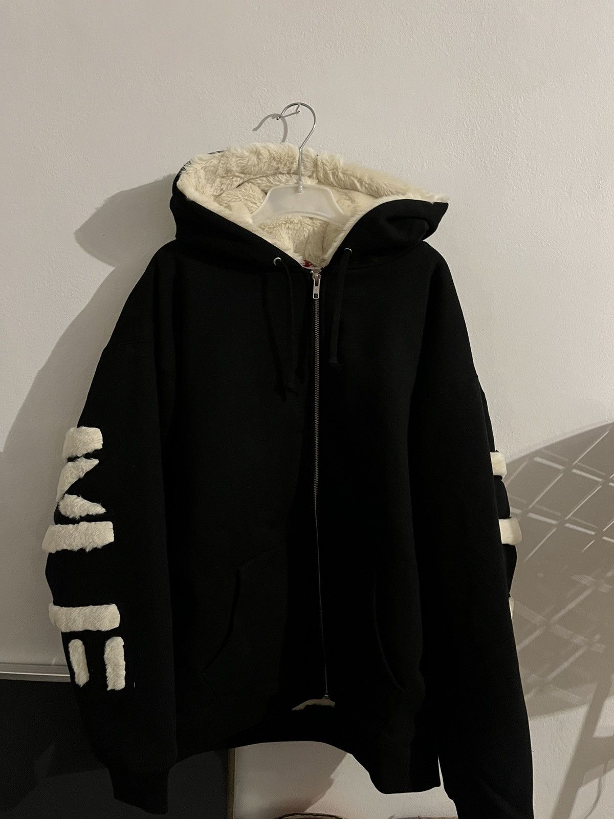 Supreme Supreme Faux Fur Lined Zip Up Hooded Sweatshirt Black | Grailed