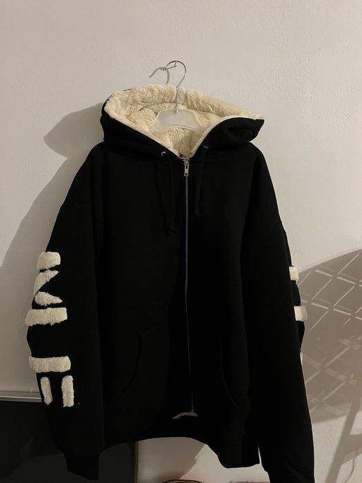 Supreme Supreme Faux Fur Lined Zip Up Hooded Sweatshirt Black