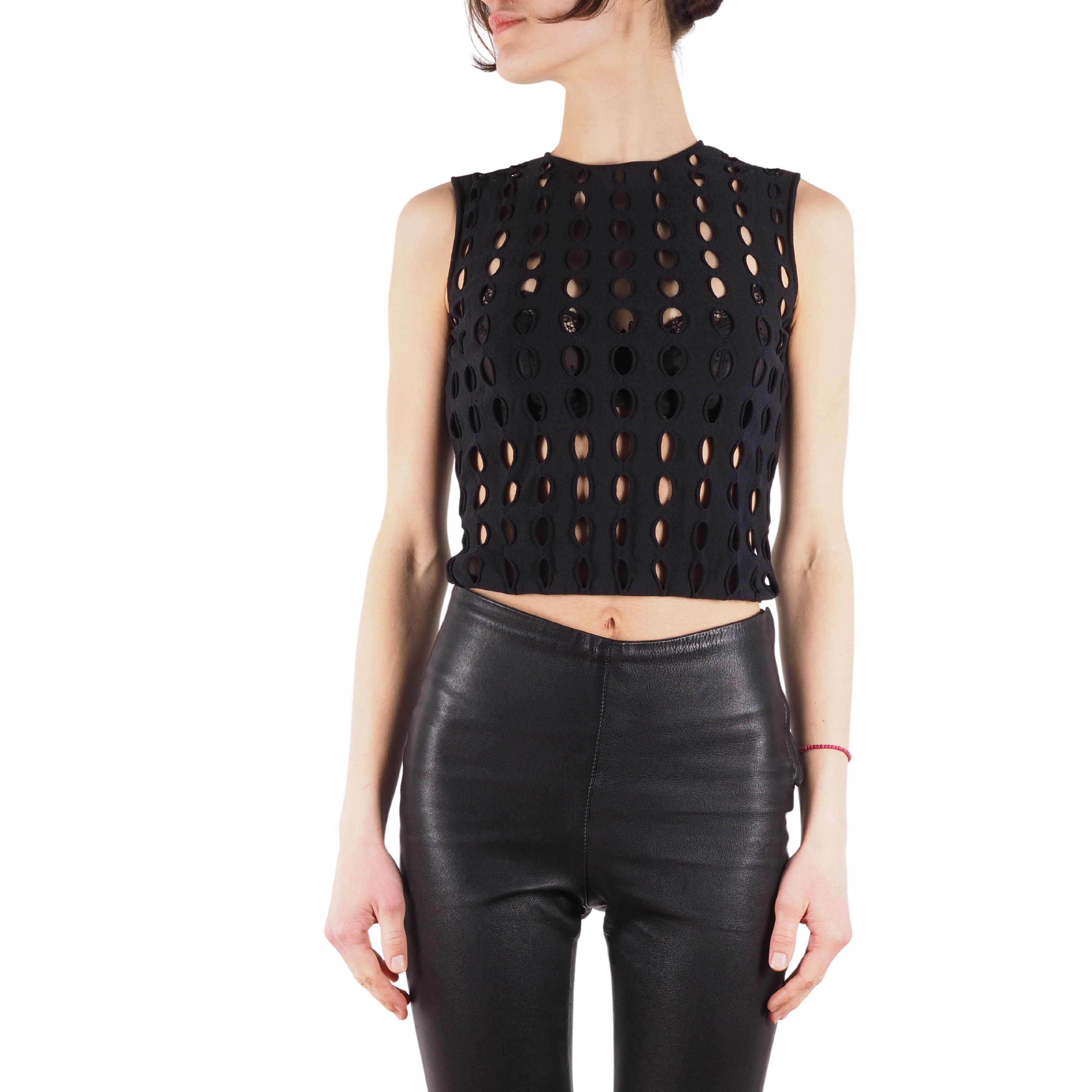 Gianni Versace Couture Vintage Crop Black Top Blouse