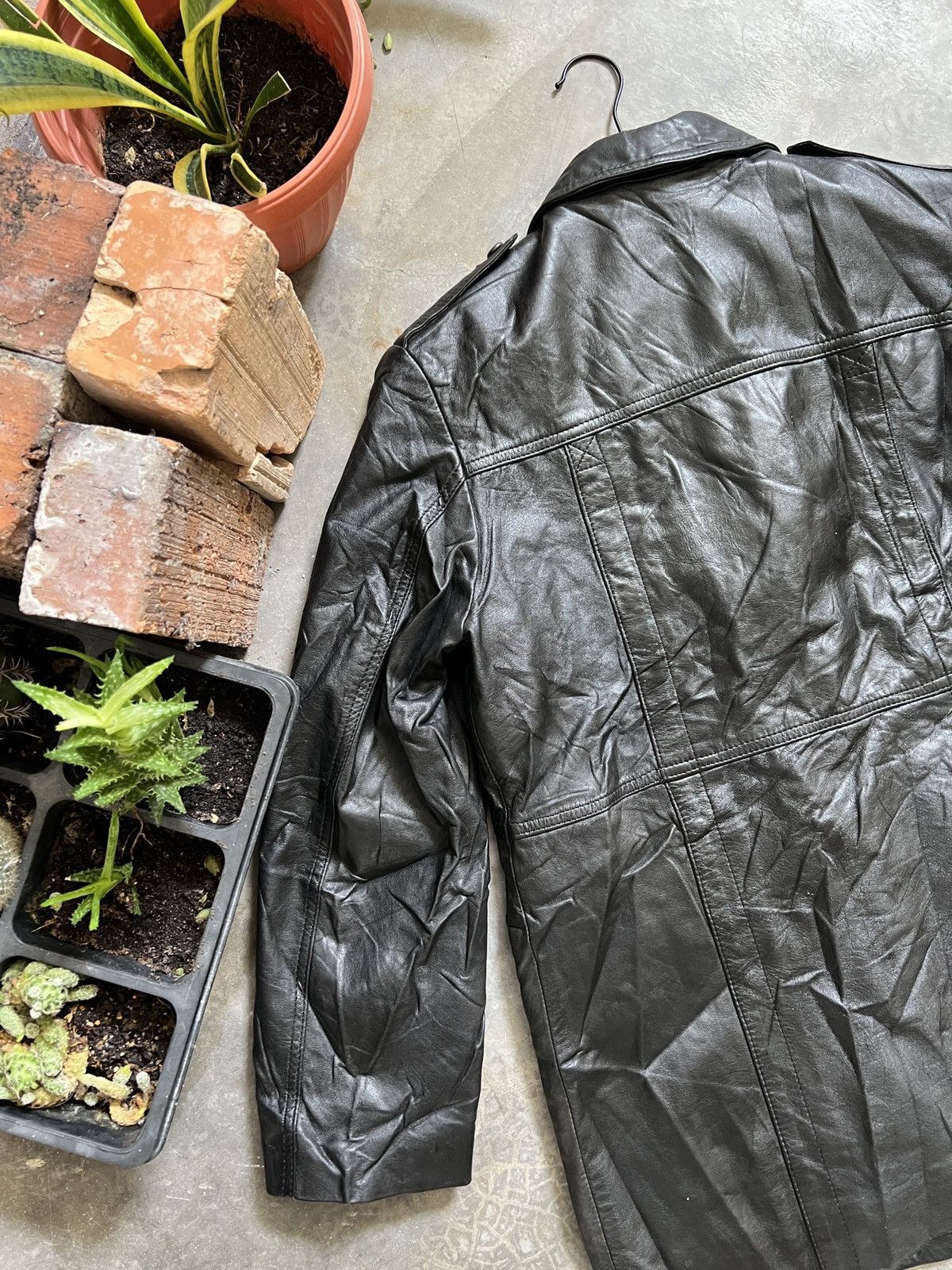 Vintage VTG 🏴‍☠️ Excellent Design Long Leather Jacket Size US M / EU 48-50 / 2 - 6 Thumbnail