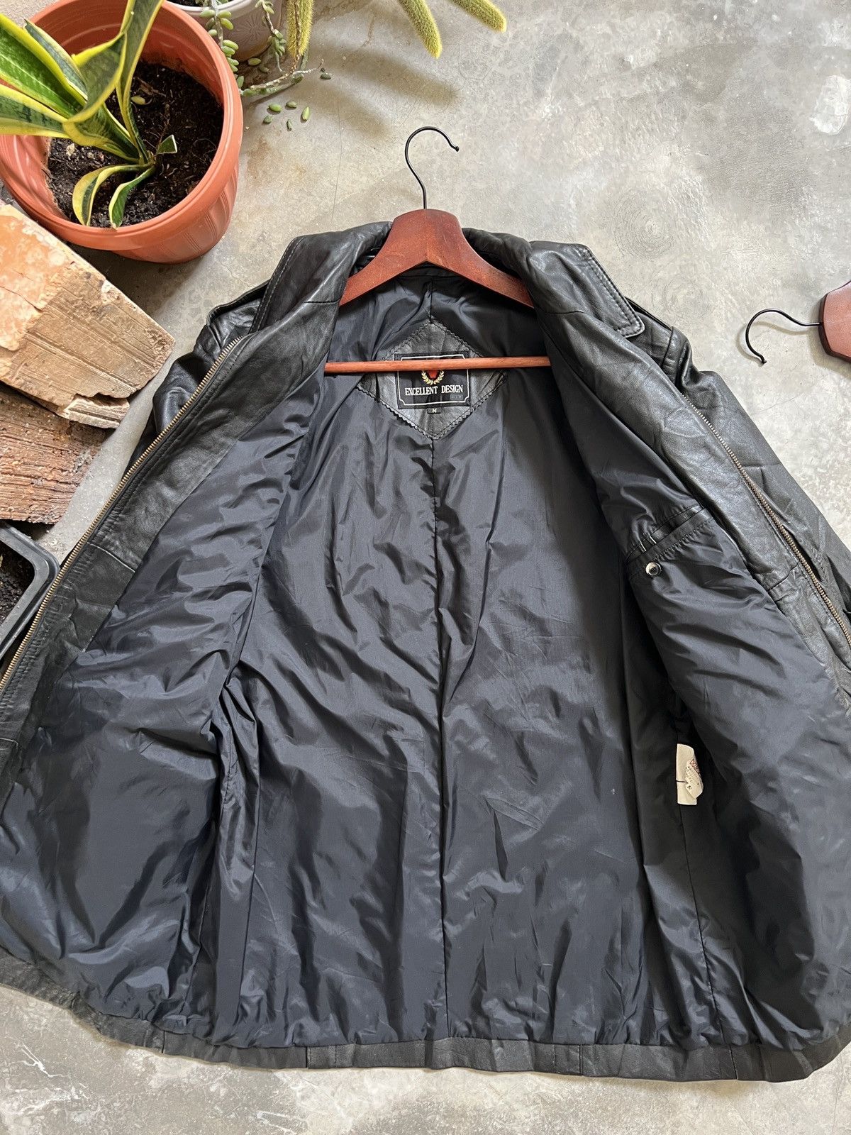 Vintage VTG 🏴‍☠️ Excellent Design Long Leather Jacket Size US M / EU 48-50 / 2 - 15 Thumbnail