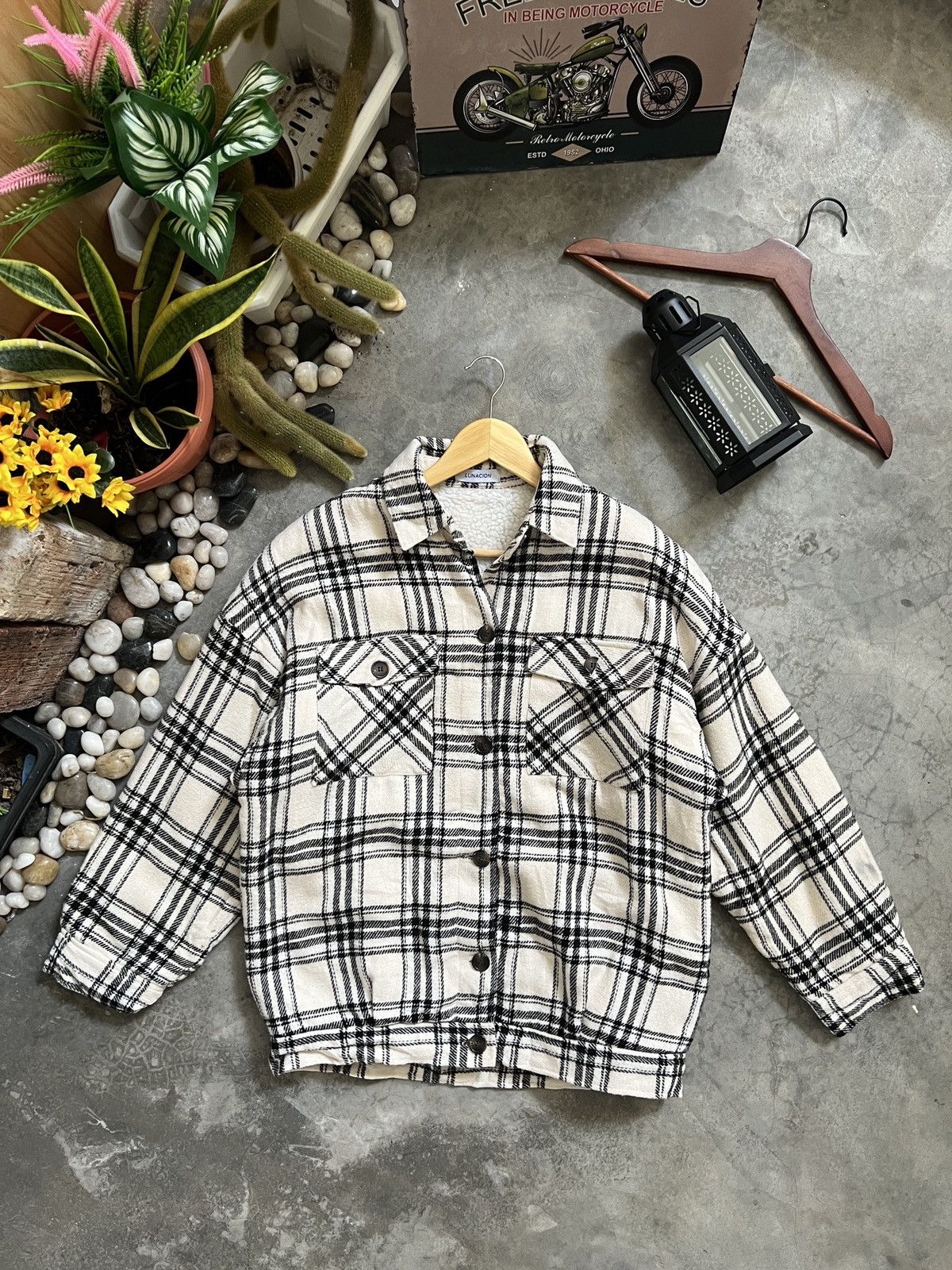 Japanese Brand × Vintage Vintage🖤 Plaid Flannel Sherpa Jacket Size US M / EU 48-50 / 2 - 2 Thumbnail