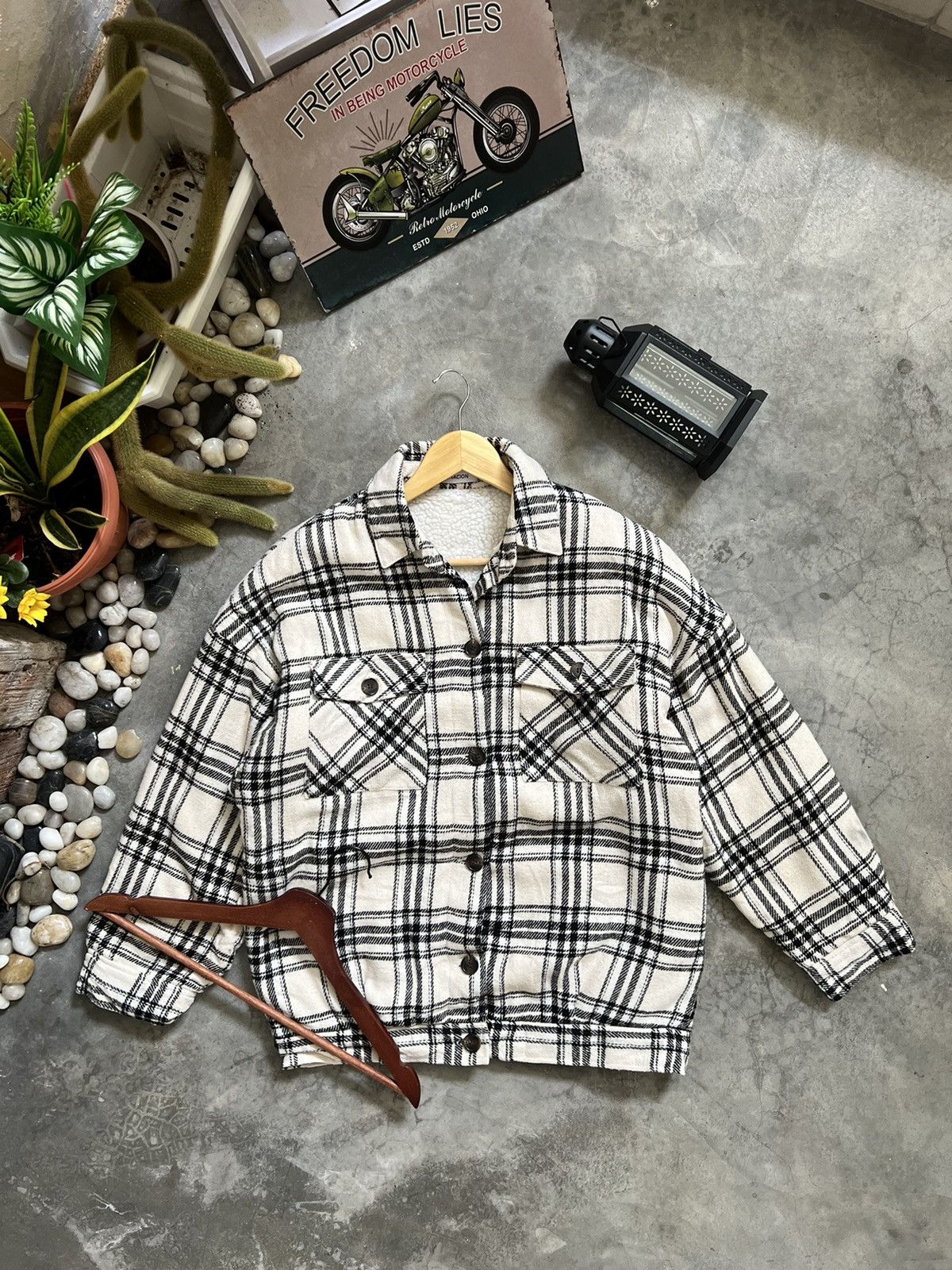 Japanese Brand × Vintage Vintage🖤 Plaid Flannel Sherpa Jacket Size US M / EU 48-50 / 2 - 1 Thumbnail