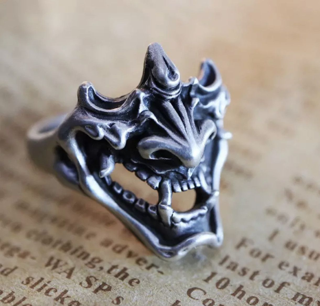 Jewelry × Vintage Demon Samurai Ring Japanese Ninja Hannya Mask Jewelry Chrome Size ONE SIZE - 3 Thumbnail