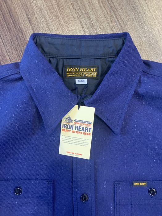 Iron Heart 10oz Woollen Serge Work Shirt - Navy IHSH-298-NAV Size US L / EU 52-54 / 3 - 2 Preview