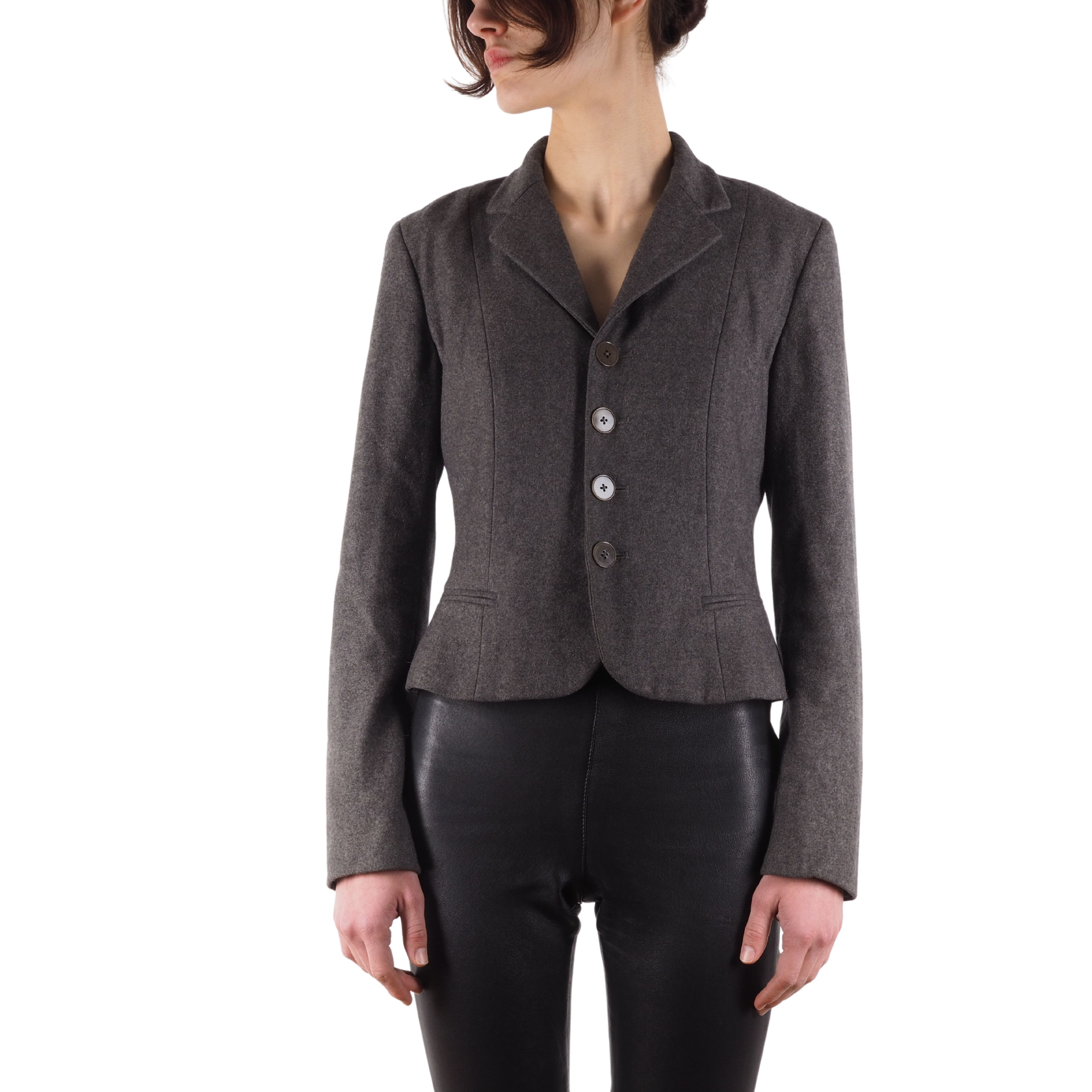 Ralph Lauren Purple Label Ralph Lauren Purple Label Gray Wool Cropped Blazer Size M / US 6-8 / IT 42-44 - 1 Thumbnail