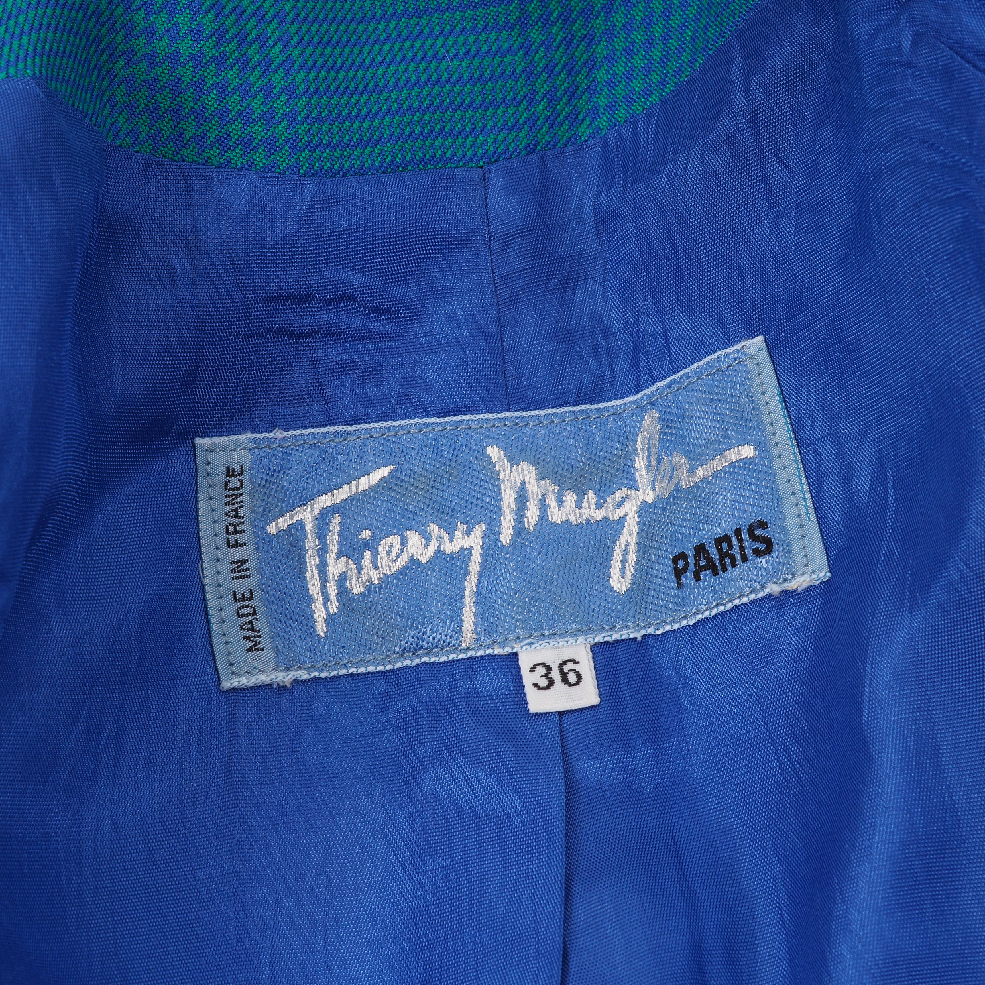 Thierry Mugler Thierry Mugler Vintage 80s Blue Structured Blazer Jacket Size XS / US 0-2 / IT 36-38 - 7 Thumbnail