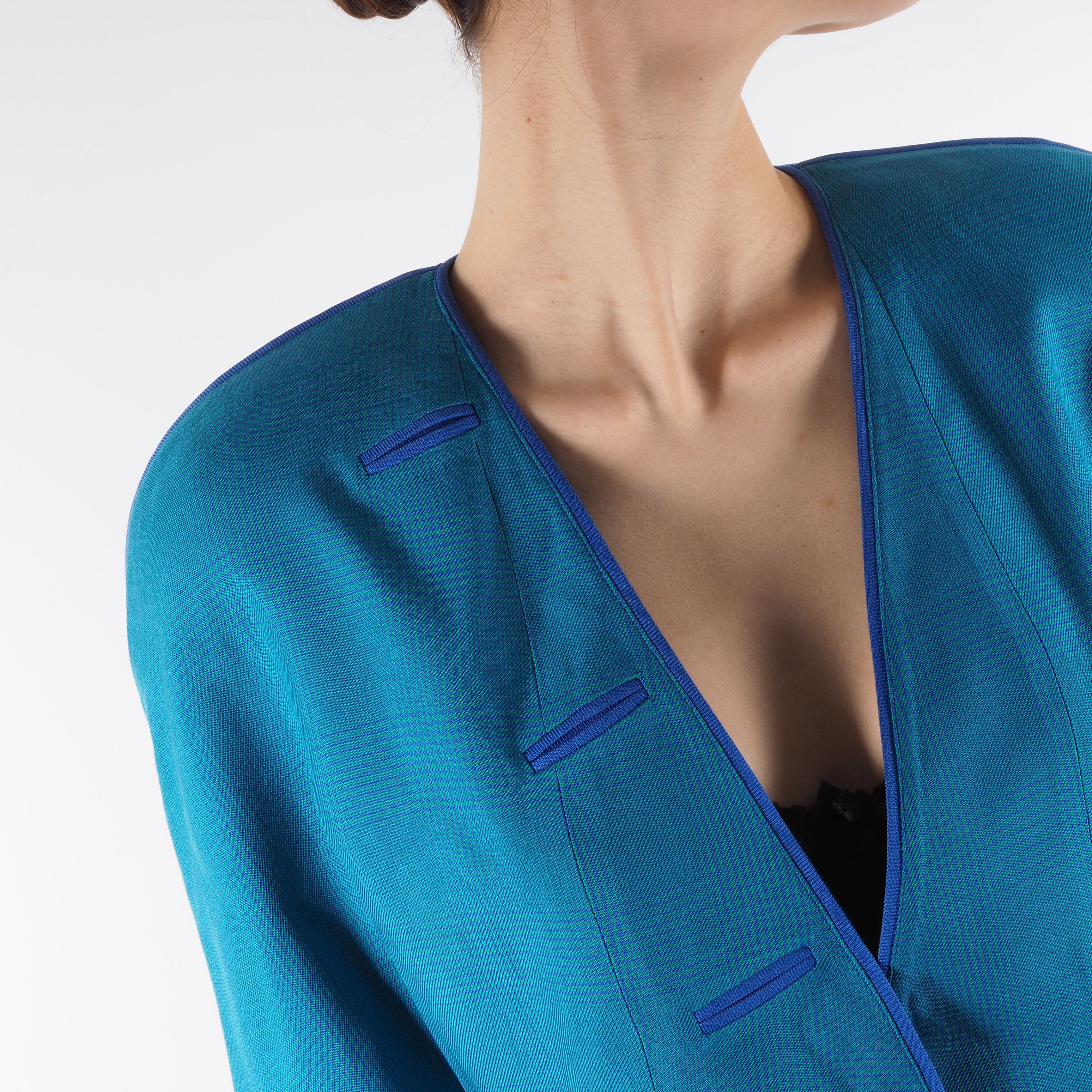 Thierry Mugler Thierry Mugler Vintage 80s Blue Structured Blazer Jacket Size XS / US 0-2 / IT 36-38 - 5 Thumbnail