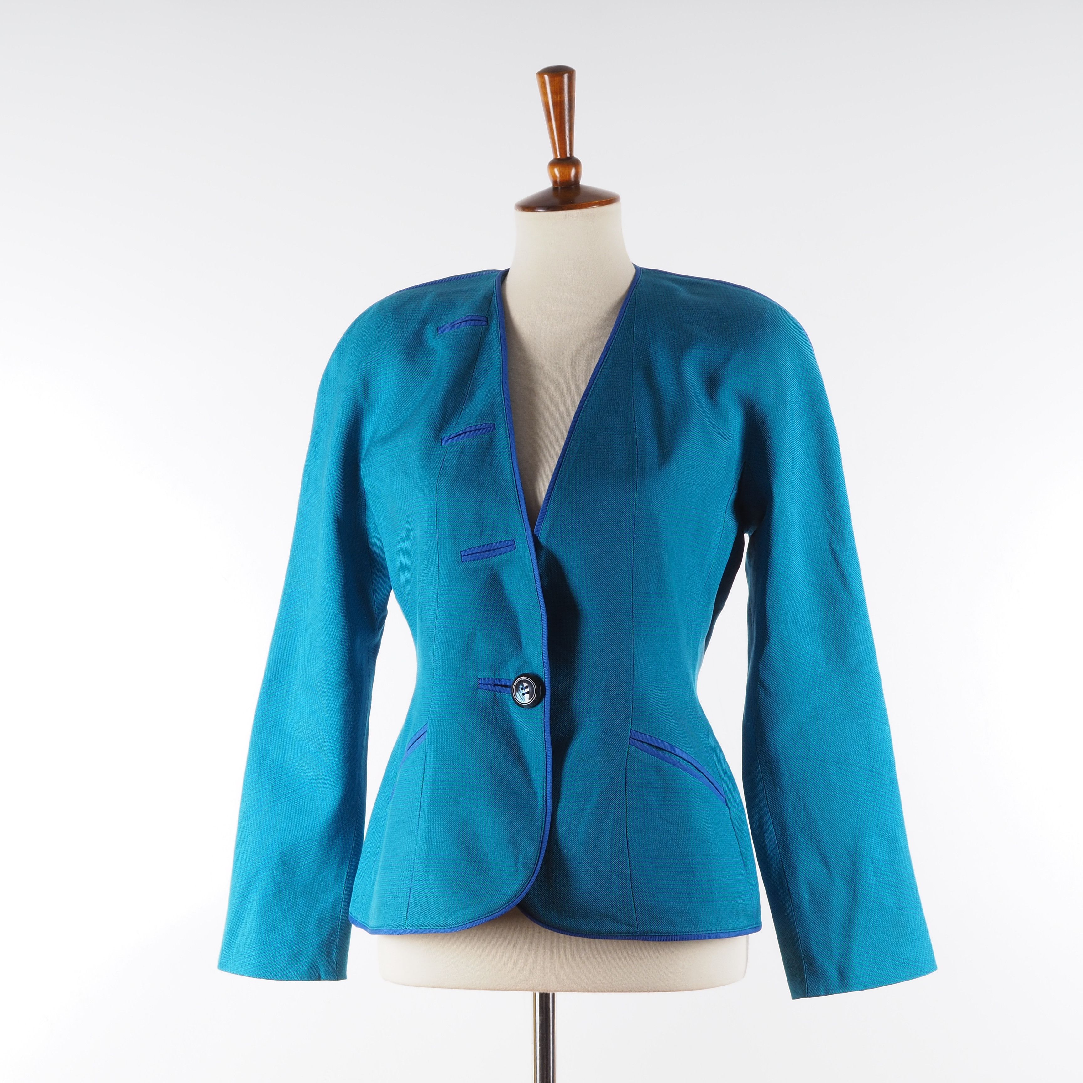 Thierry Mugler Thierry Mugler Vintage 80s Blue Structured Blazer Jacket Size XS / US 0-2 / IT 36-38 - 6 Thumbnail