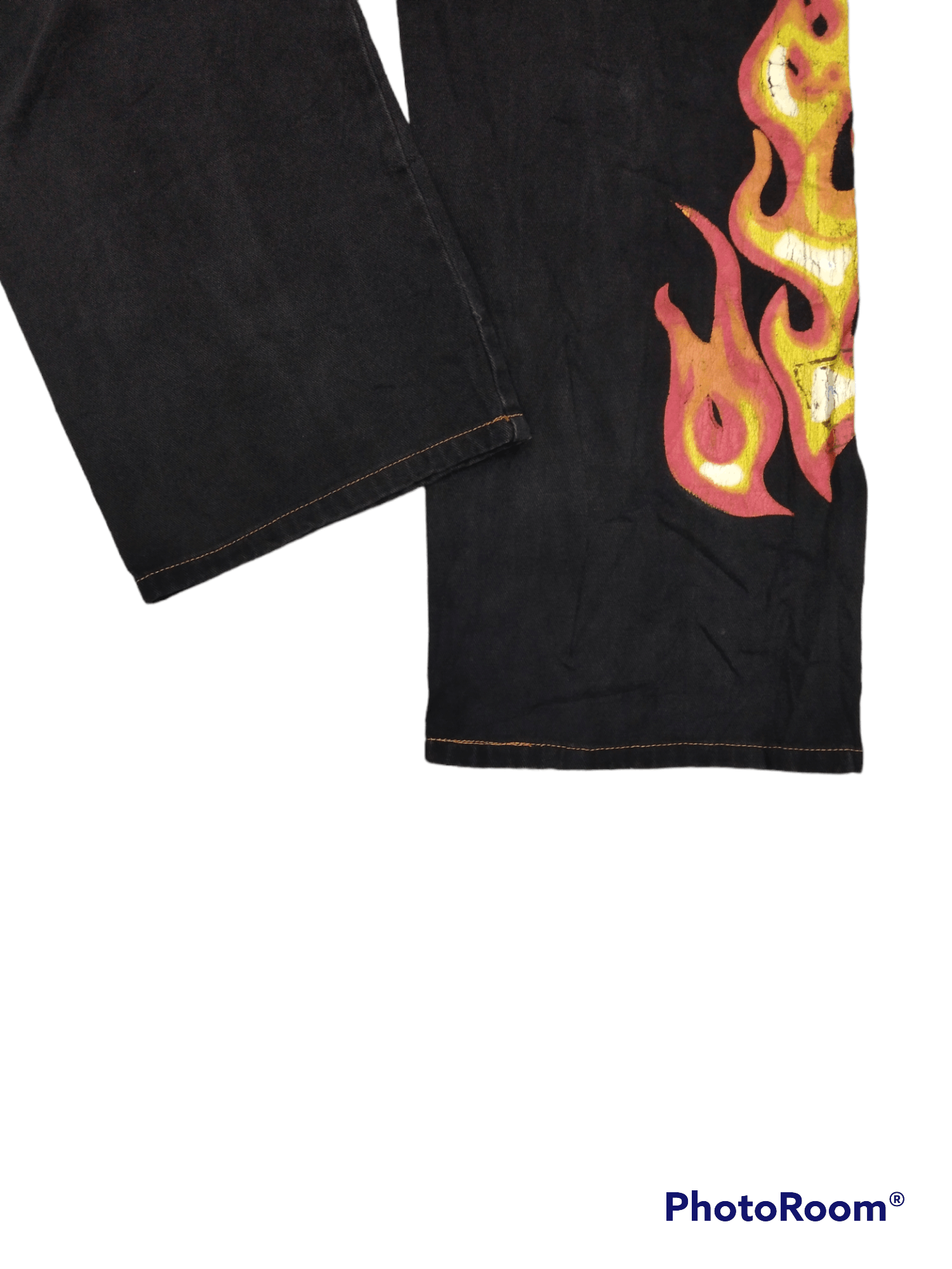 Japanese Brand DISTRESSED BAGGY FLAME LBCO 58 BLACK DENIM PANTS Size US 33 - 6 Thumbnail
