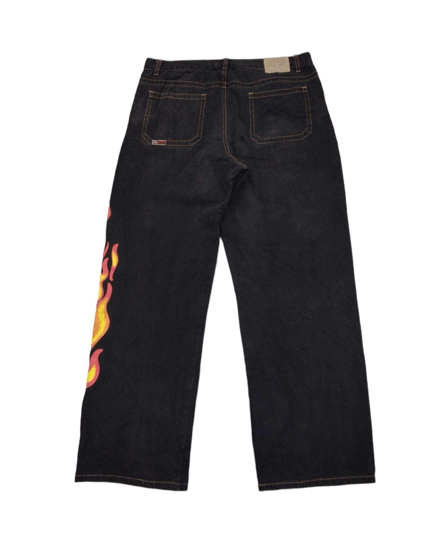 Japanese Brand DISTRESSED BAGGY FLAME LBCO 58 BLACK DENIM PANTS Size US 33 - 3 Thumbnail