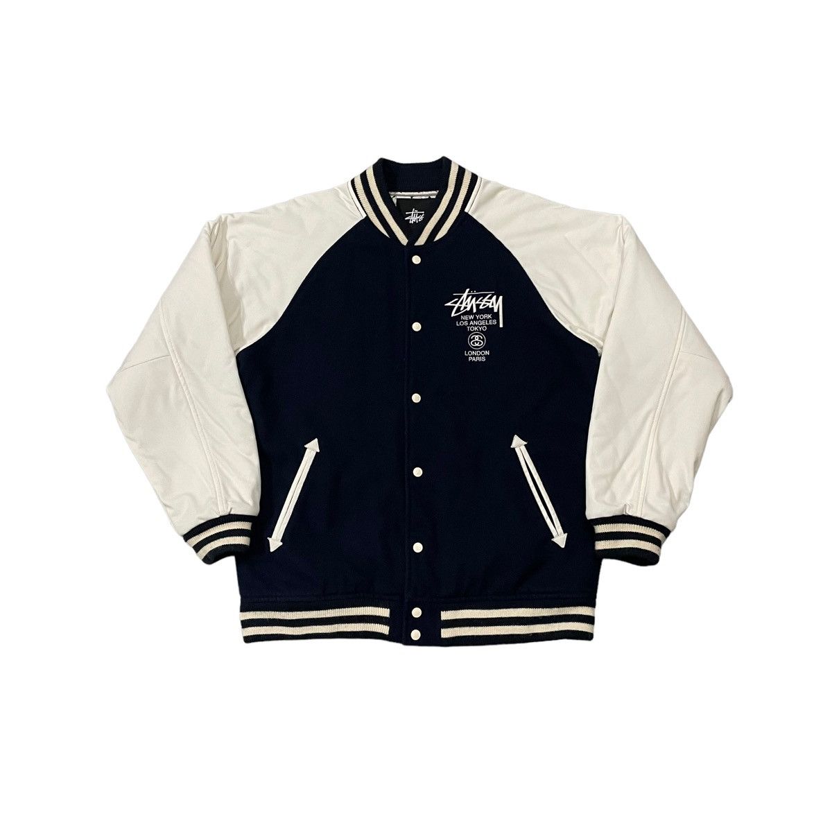 Stussy 🔥HOT🔥Vintage Stussy Embroidery Logo Varsity Jacket | Grailed