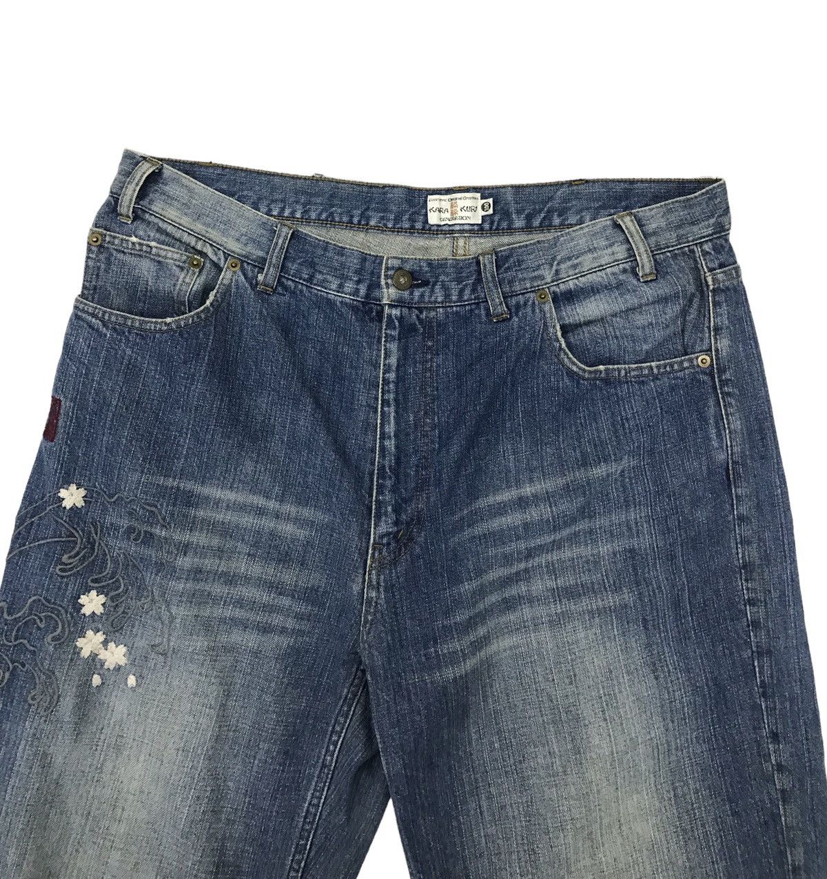 Japanese Brand KARAKURI GENERATION ECCENTRIC ORIGINAL GRAPHICS DENIM PANTS Size US 39 - 3 Thumbnail