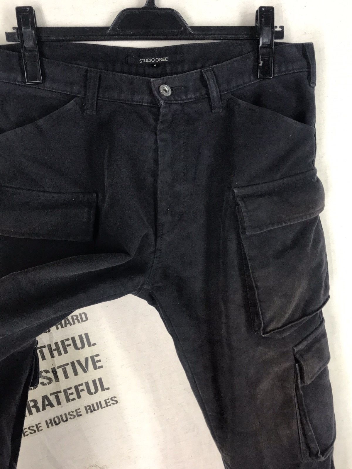 Japanese Brand STUDIO ORIBE HIDDEN BUTTON ACID WASH CARGO PANT Size US 33 - 15 Thumbnail