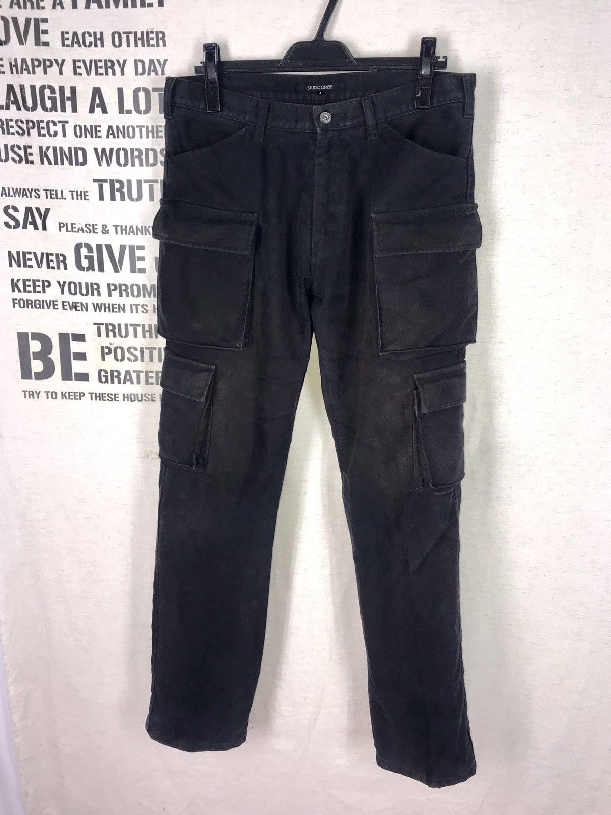 Japanese Brand STUDIO ORIBE HIDDEN BUTTON ACID WASH CARGO PANT Size US 33 - 5 Thumbnail