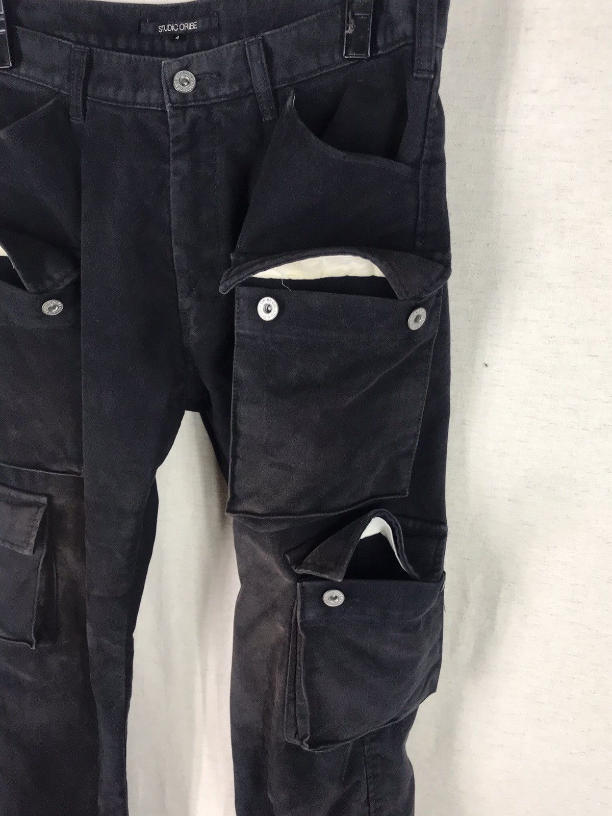 Japanese Brand STUDIO ORIBE HIDDEN BUTTON ACID WASH CARGO PANT Size US 33 - 16 Thumbnail