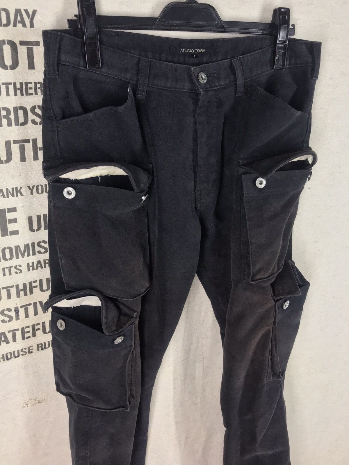 Japanese Brand STUDIO ORIBE HIDDEN BUTTON ACID WASH CARGO PANT Size US 33 - 2 Thumbnail