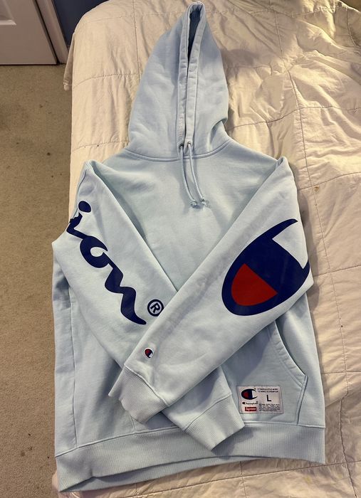 Supreme Supreme Champion Light Blue Hoodie Grailed