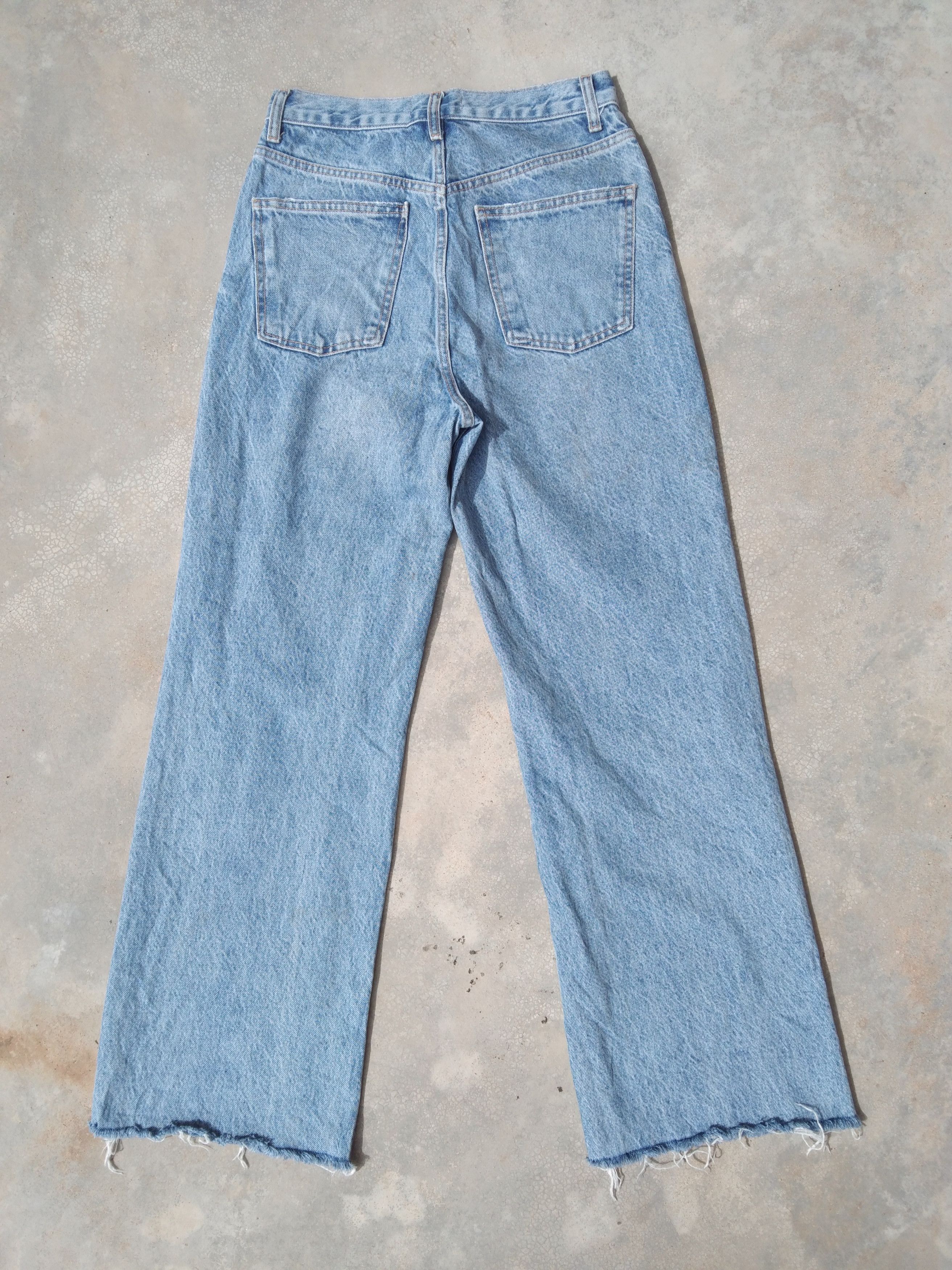 Jean × Vintage × Zara Zara Wide Leg Jeans Cropped Distressed Denim 27x29 Size US 27 - 3 Thumbnail