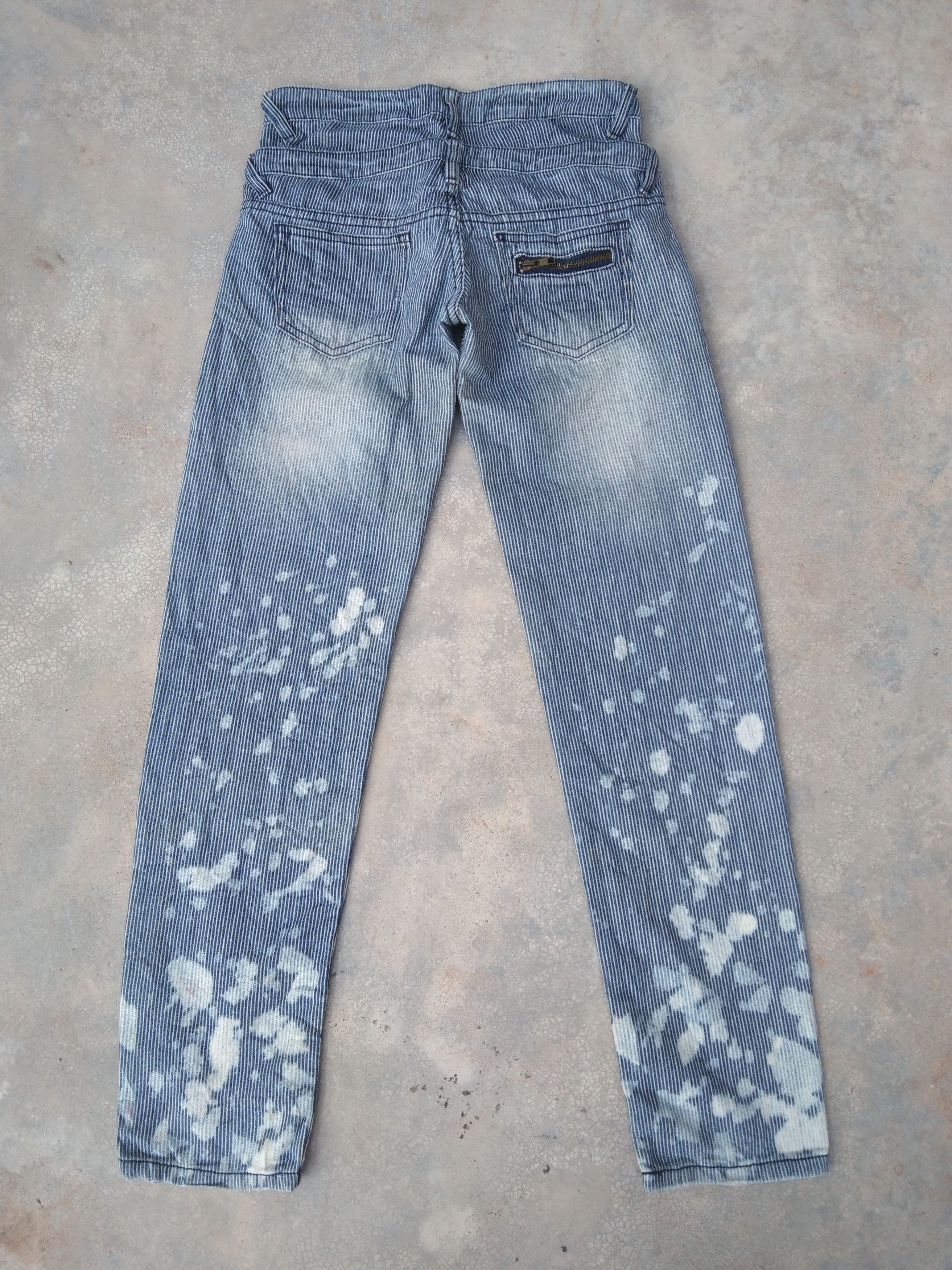 Japanese Brand × Jean Vintage Japanese Striped Double Waist Retro Punk Jeans 28x30 Size US 28 / EU 44 - 2 Thumbnail