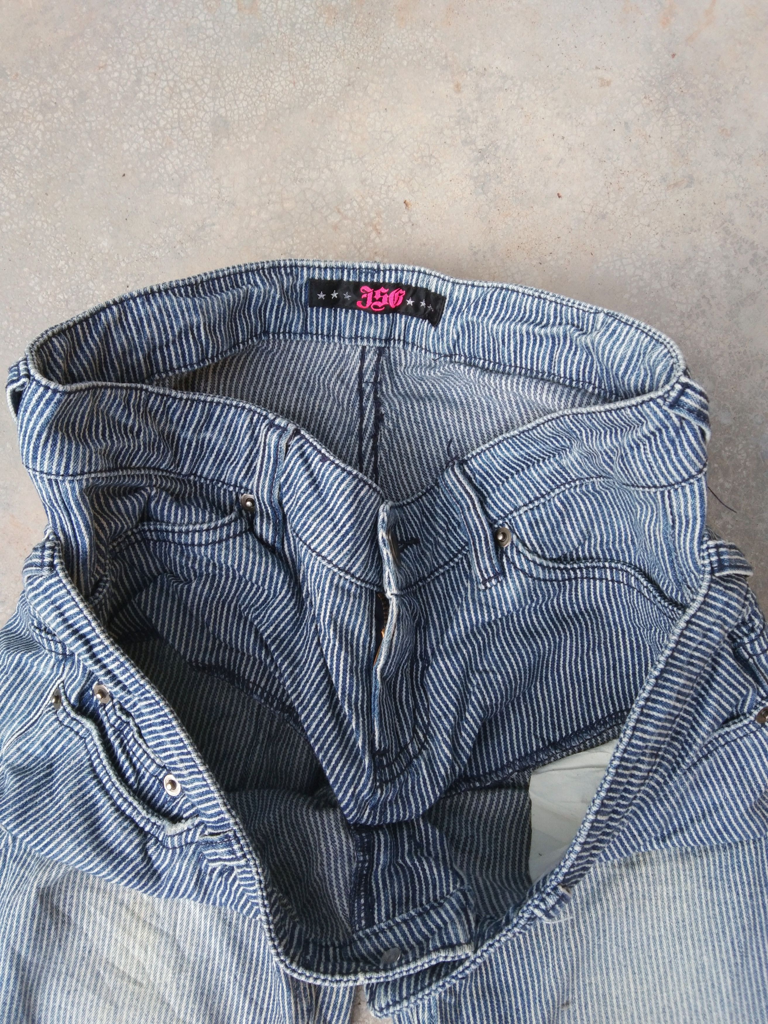 Japanese Brand × Jean Vintage Japanese Striped Double Waist Retro Punk Jeans 28x30 Size US 28 / EU 44 - 3 Thumbnail