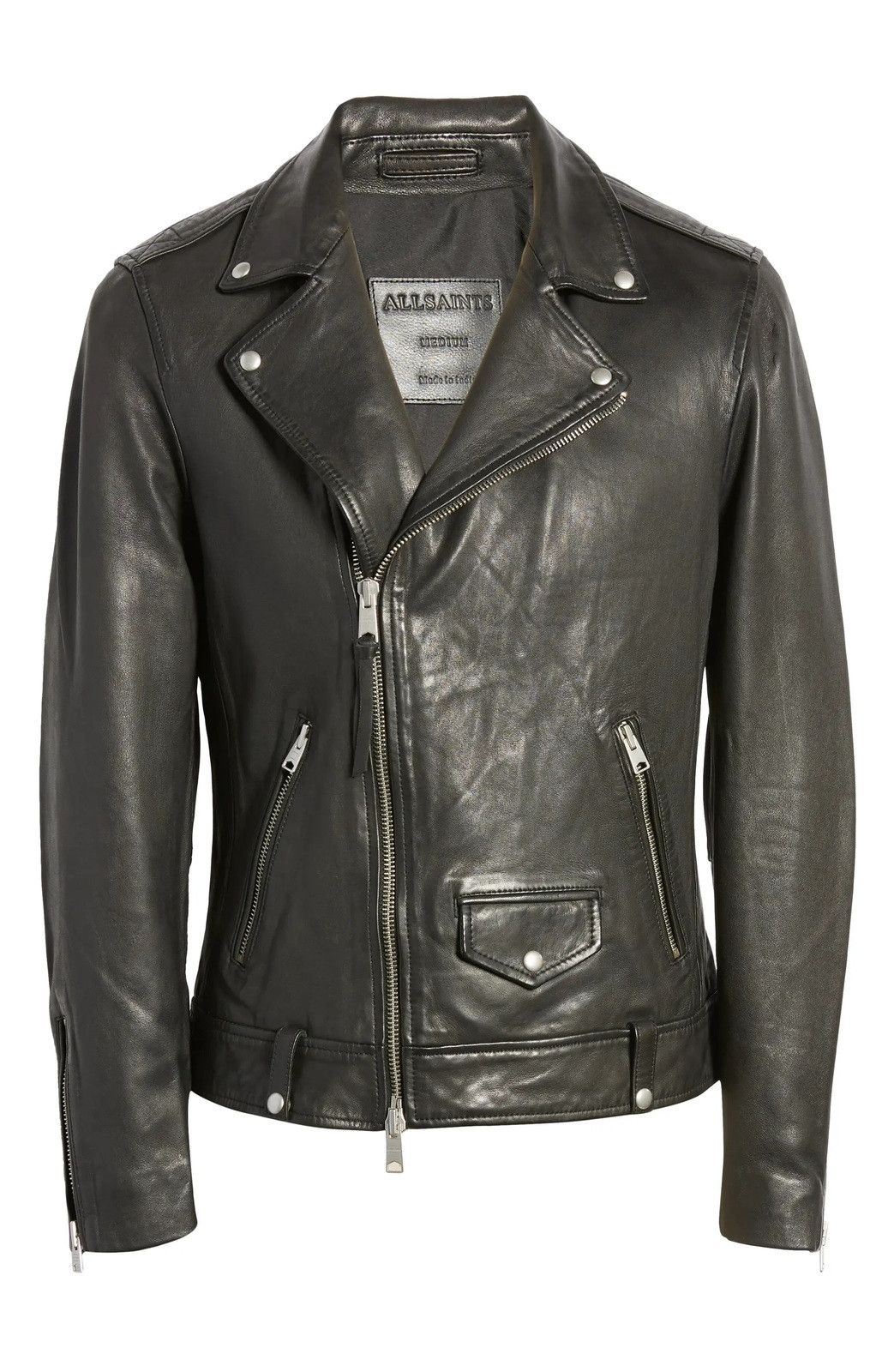 Image of Allsaints Milo Biker Jacket, Color Black, Size Xl, Men's