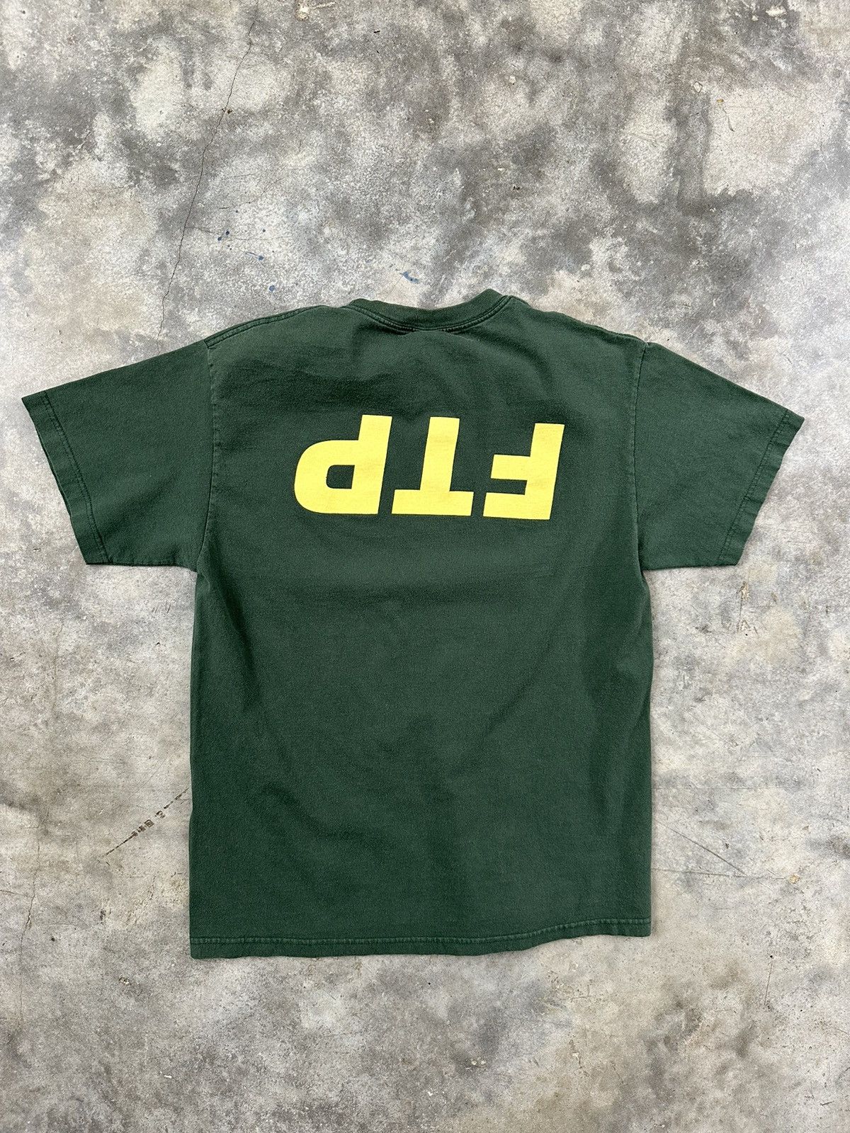image of Fuck The Population Forest Green + Gold Reverse / Flip Tee, Men's (Size Large)