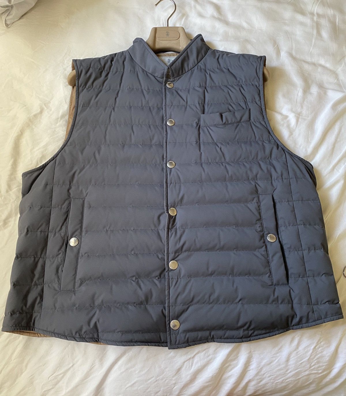 Brunello Cucinelli Down/Nylon Vest Gray Size US XXL / EU 58 / 5 - 1 Thumbnail