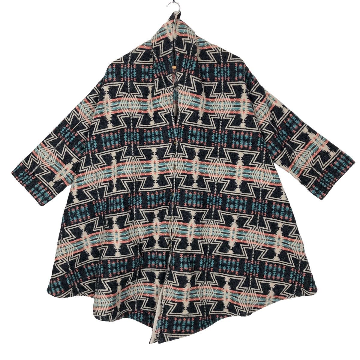 Japanese Brand Journal Standard Wool Poncho Sweater Navajo Pattern Size US S / EU 44-46 / 1 - 2 Thumbnail