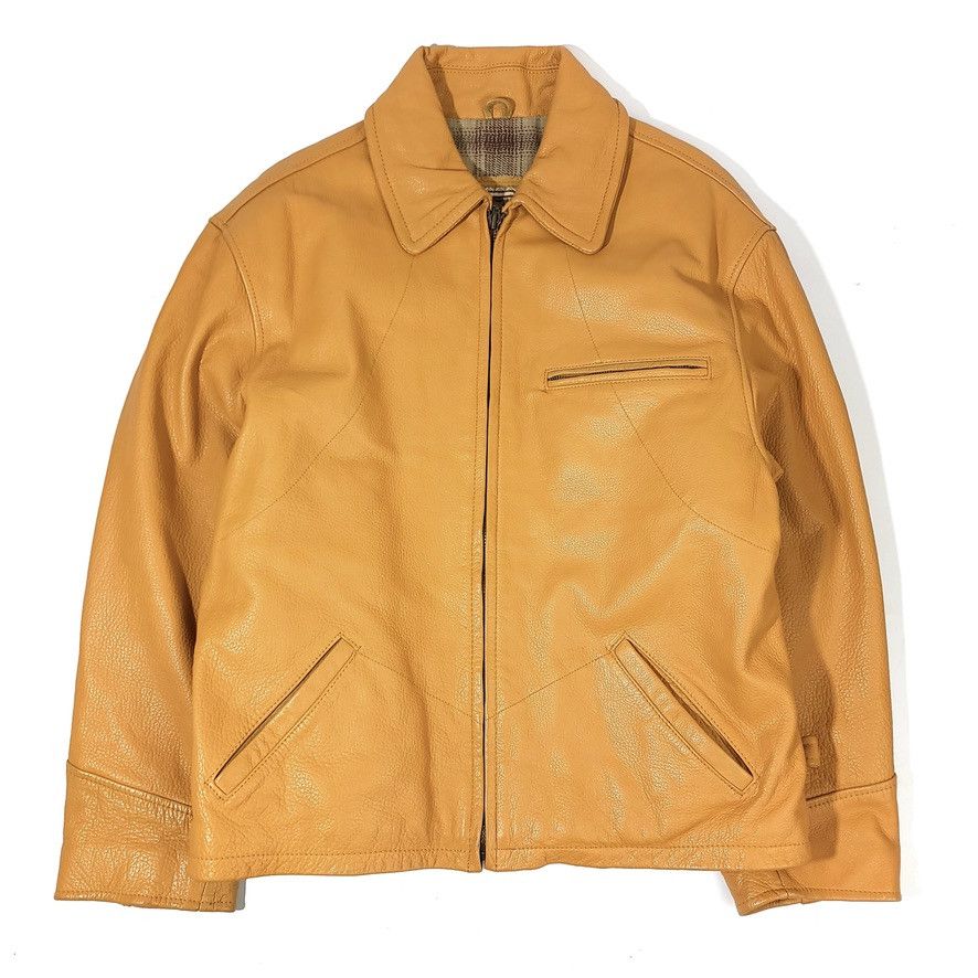 Genuine Leather × Vintage VTG Winlit 1969 Tan Genuine Leather Moto Jacket Size US S / EU 44-46 / 1 - 1 Thumbnail