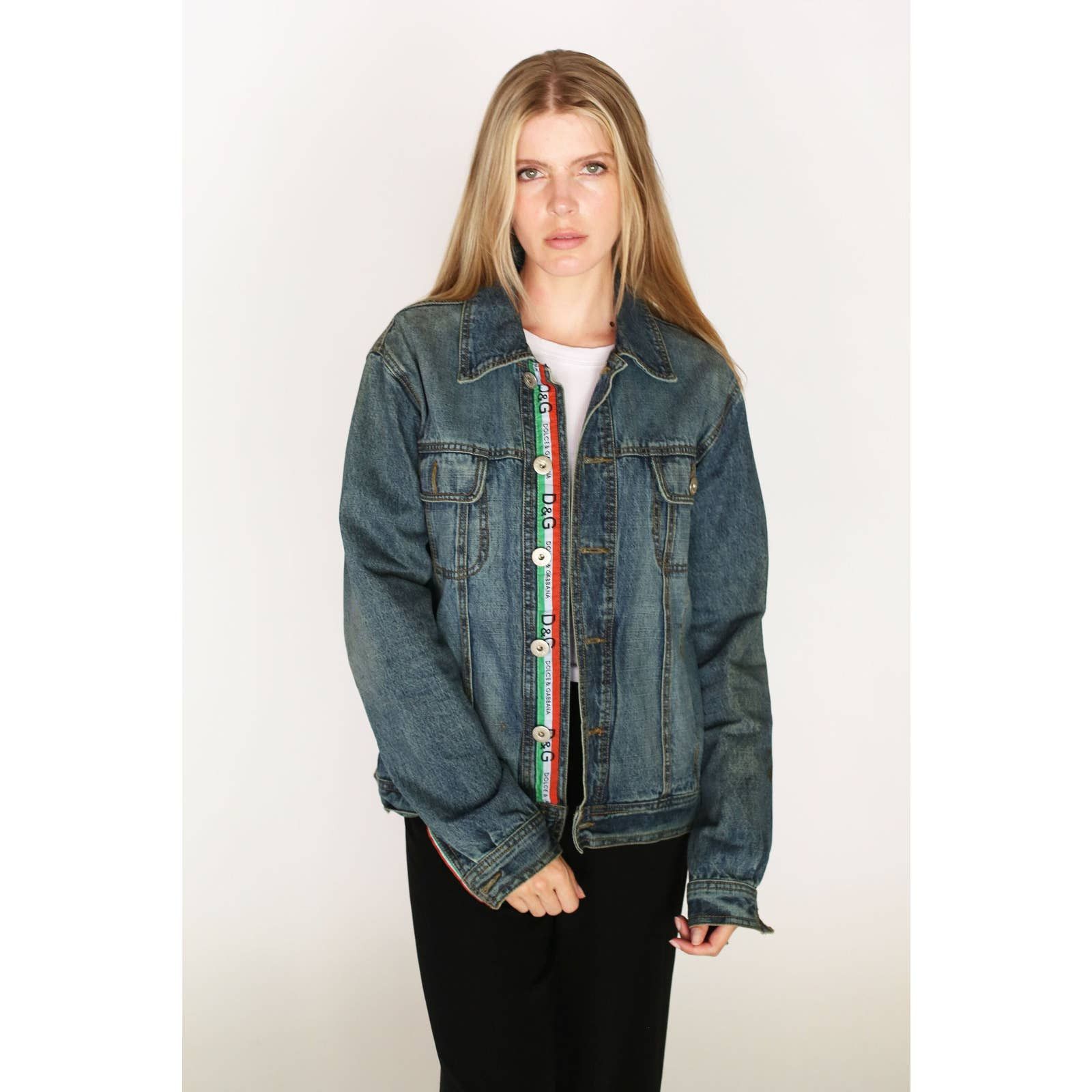 Vintage Dolce and Gabbana Y2K Monogram Denim Jacket