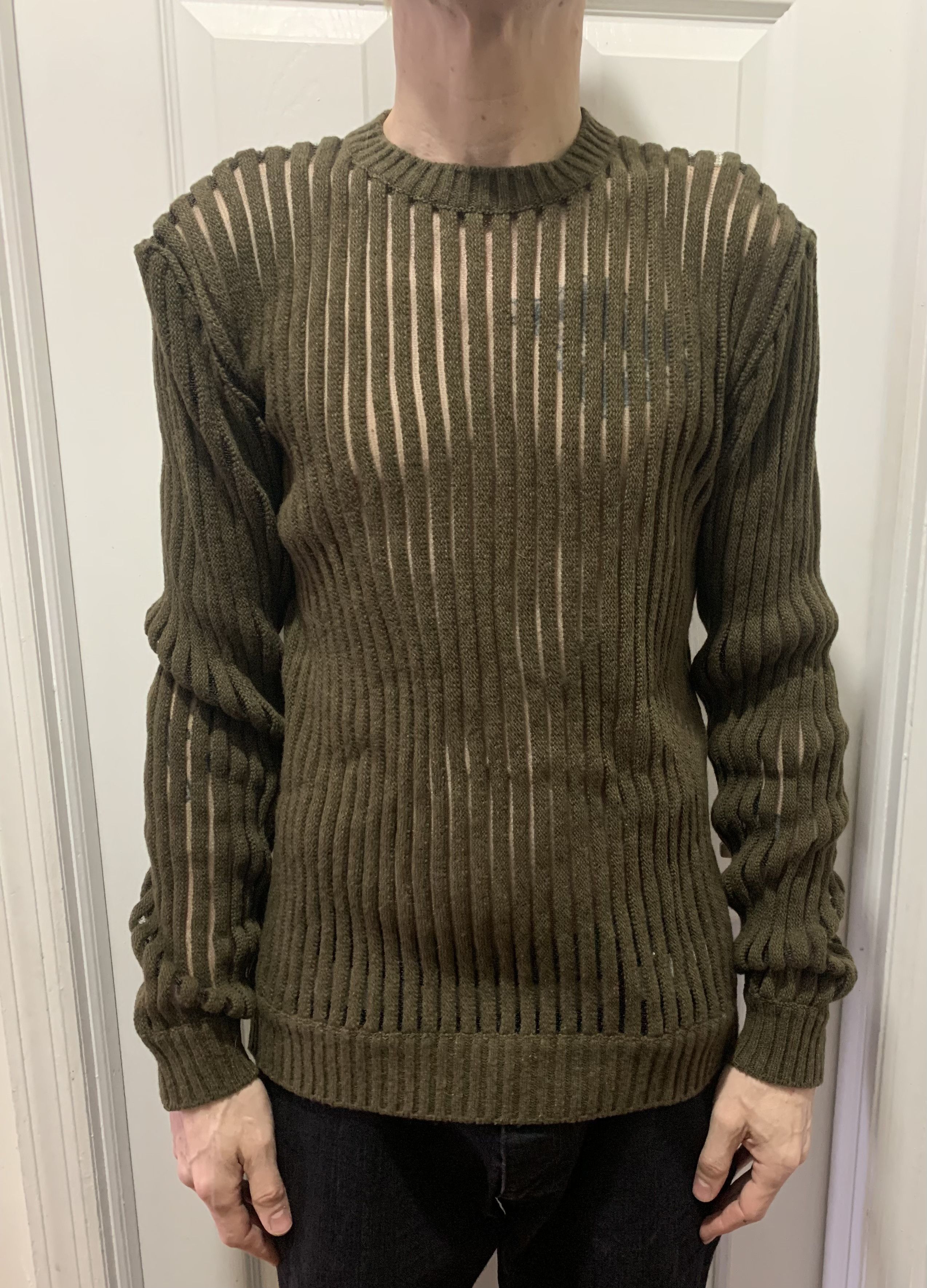 Helmut Lang 1998 mint condition mesh and knit sweater | Grailed