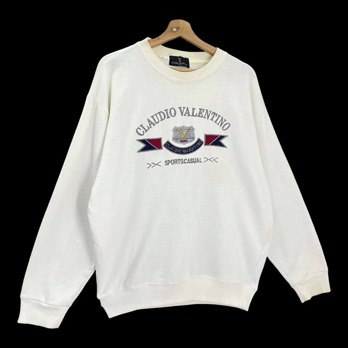 Designer × Valentino × Vintage 90’s Claudio Valentino Big Logo Crewneck Sweatshirt Size M Size US M / EU 48-50 / 2 - 2 Thumbnail