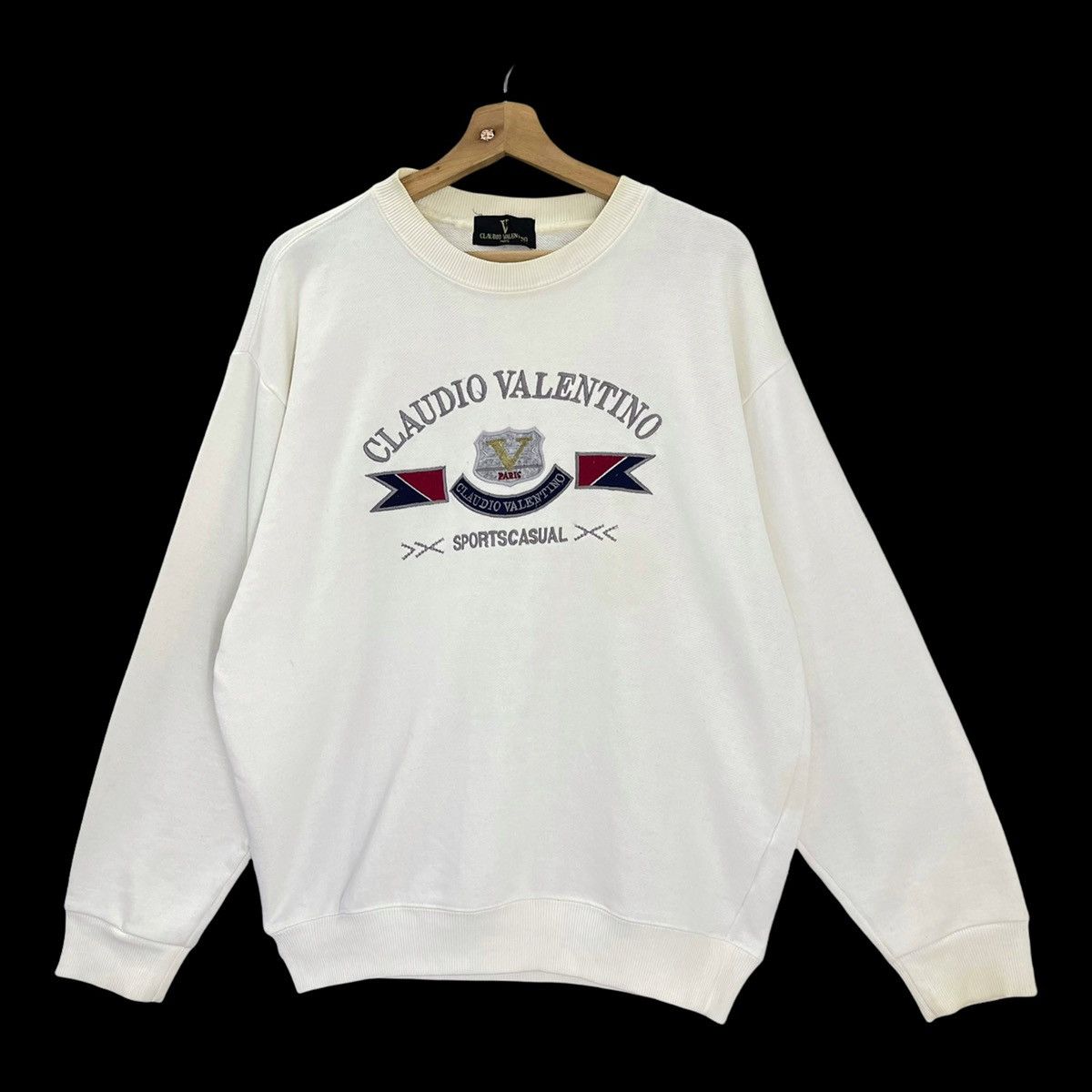 Designer × Valentino × Vintage 90’s Claudio Valentino Big Logo Crewneck Sweatshirt Size M Size US M / EU 48-50 / 2 - 3 Thumbnail