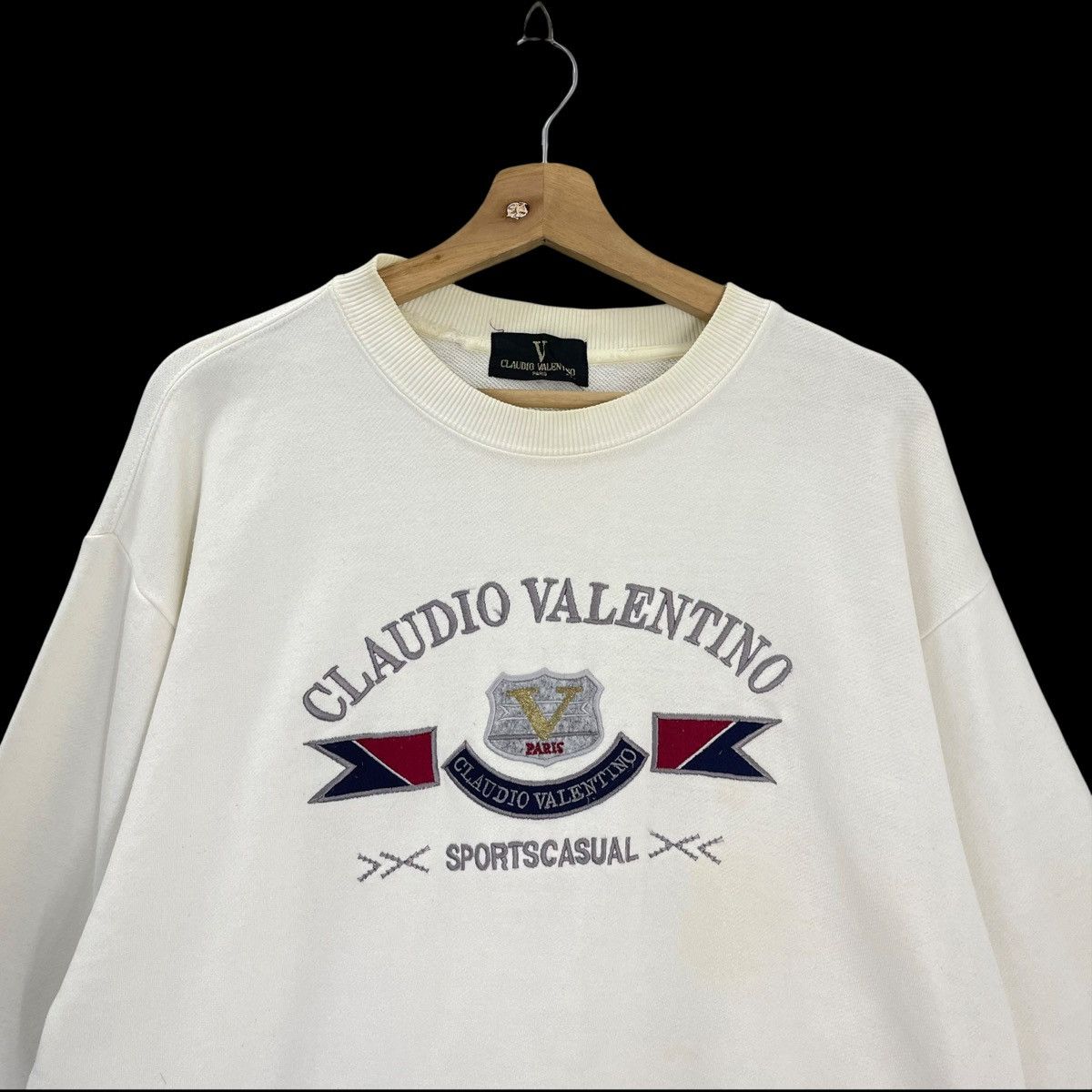 Designer × Valentino × Vintage 90’s Claudio Valentino Big Logo Crewneck Sweatshirt Size M Size US M / EU 48-50 / 2 - 4 Thumbnail
